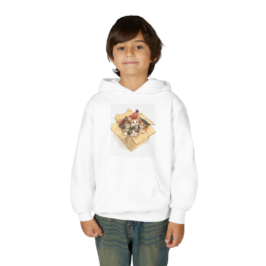 Cute Kittens In Box Youth Heavy Blend Hooded Sweatshirt