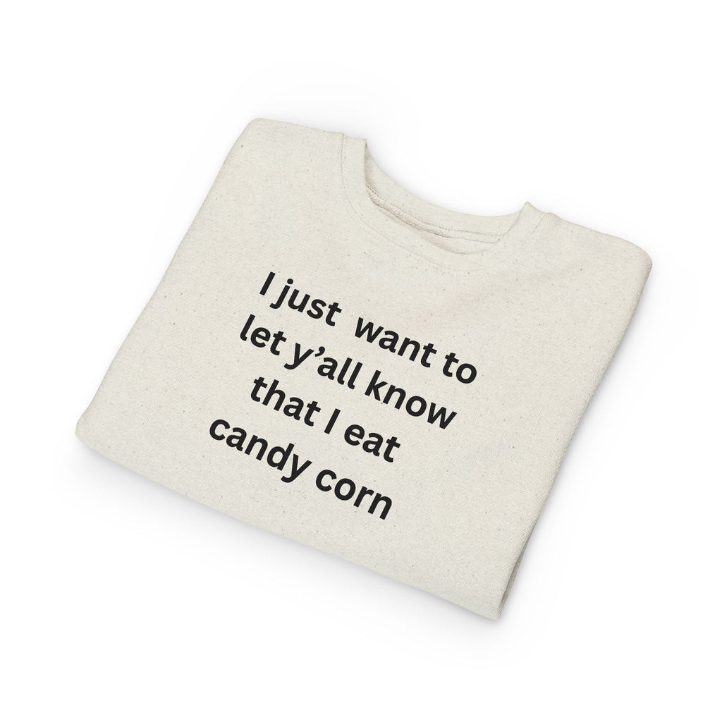 I Eat Candy Corn Toddler Sweatshirt - Fun Candy Corn Design, Kids Fall Apparel, Halloween Outfit, Cozy Toddler Clothes, Unique Gift for Toddlers