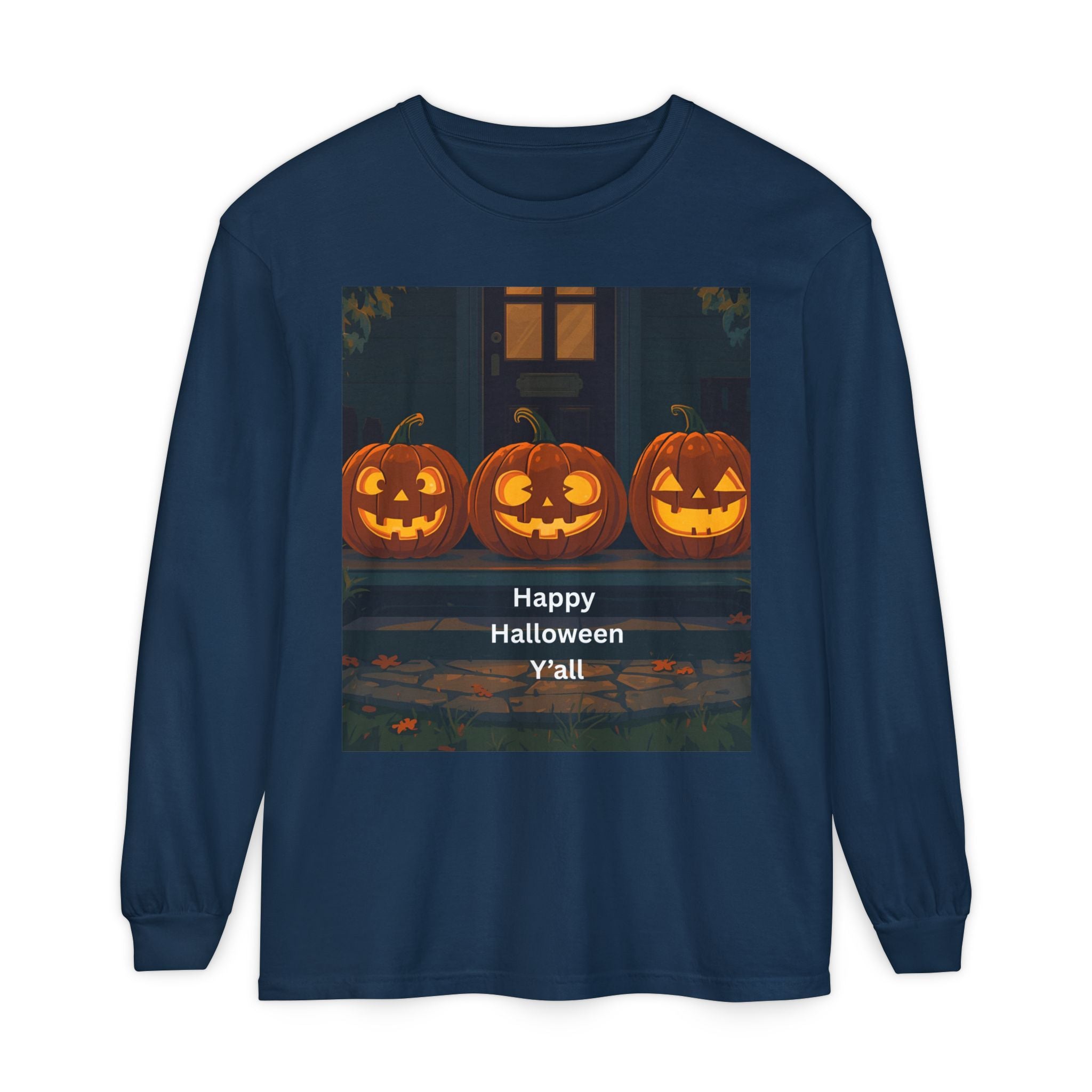 Halloween Pumpkin Long Sleeve T-Shirt, Fall Apparel, Comfortable Shirt, Unisex Halloween Tee, Seasonal Gift, Spooky Vibes