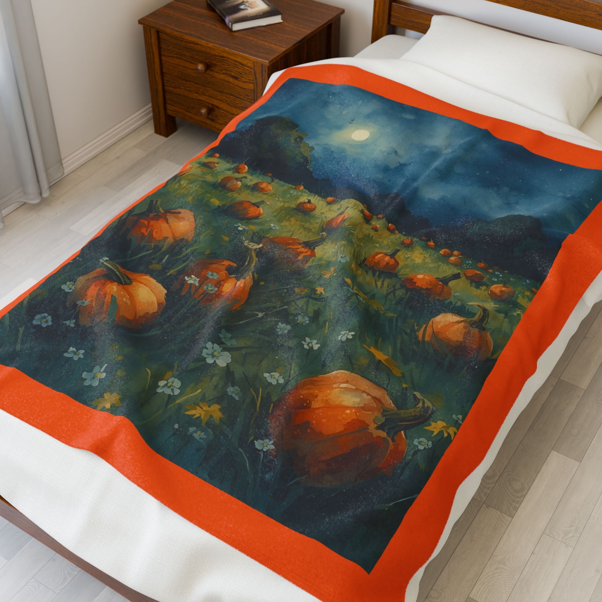 Pumpkin Velveteen Plush Blanket