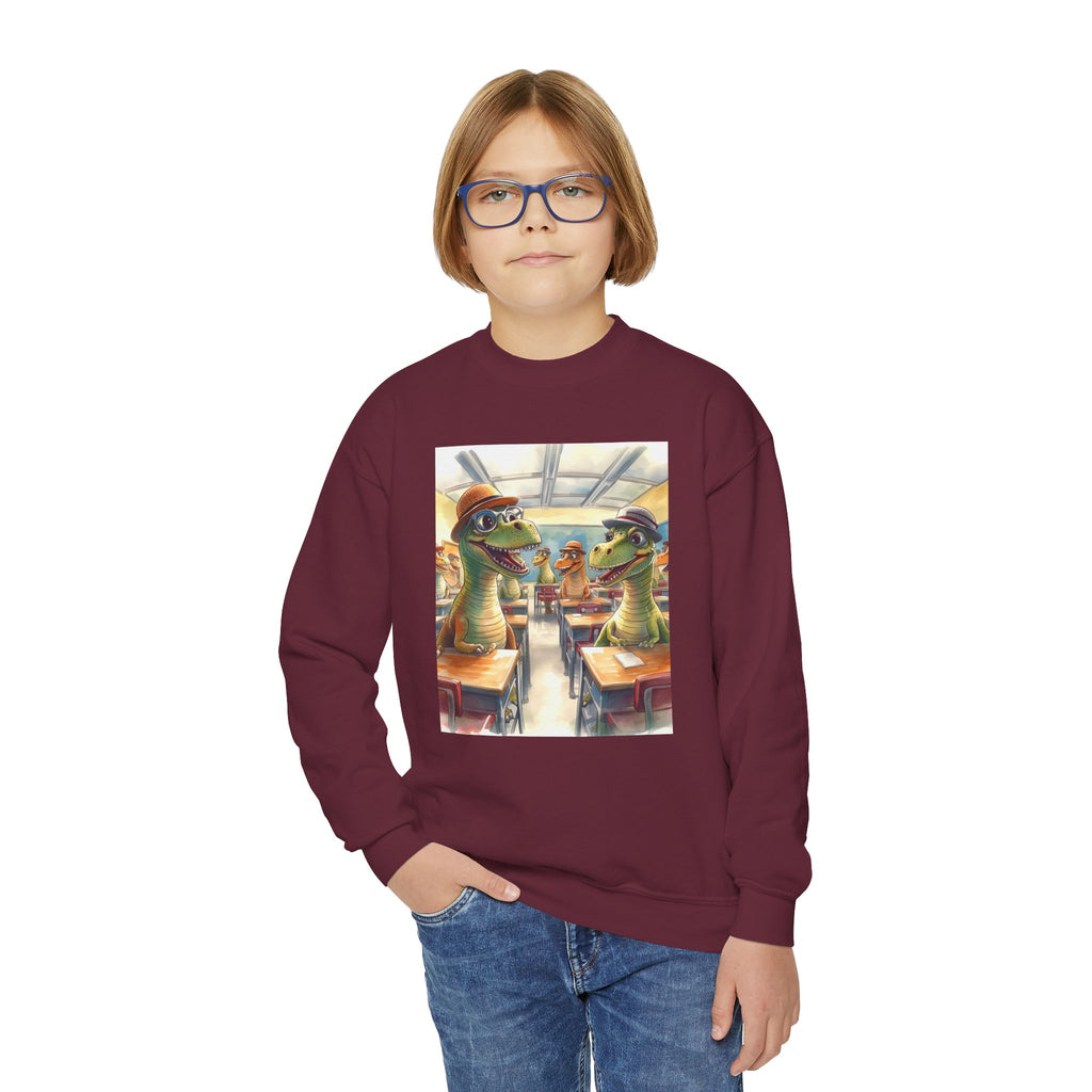 Dinosaur Classroom Youth Crewneck Sweatshirt, Fun Sweater for Kids, Perfect for Birthdays, School Events, Halloween, Unique Gift Idea
