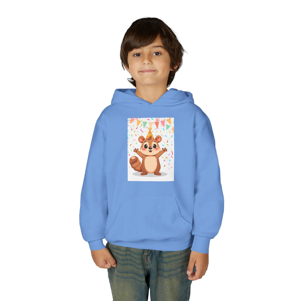 Party Animal With Squirl Youth Heavy Blend Hooded Sweatshirt