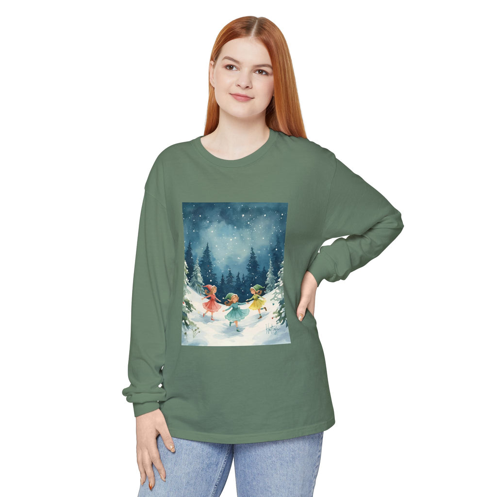 Winter Wonderland Long Sleeve T-Shirt, Cozy Graphic Tee, Perfect for Holidays, Gift for Her, Winter Apparel, Seasonal Fashion
