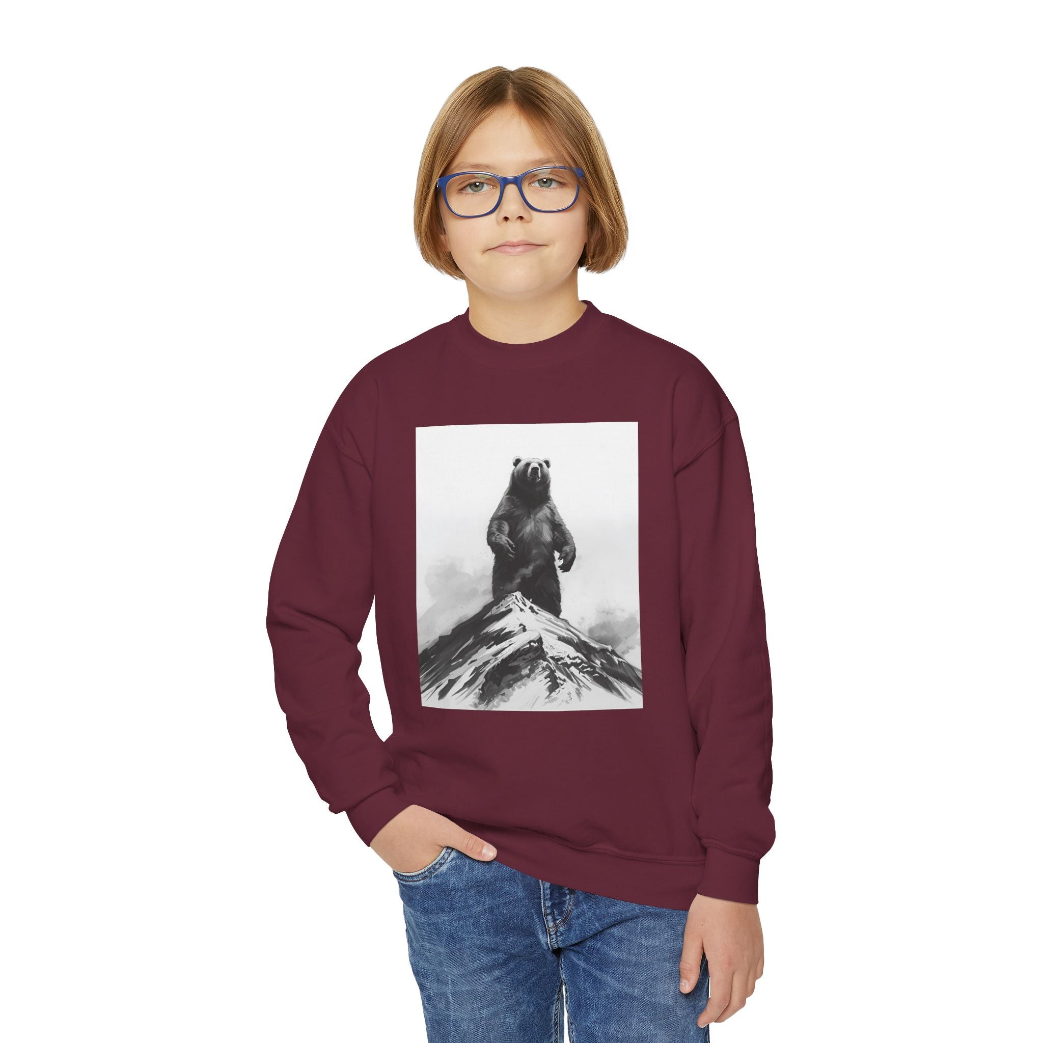 Bear Mountain Snow Youth Crewneck Sweatshirt