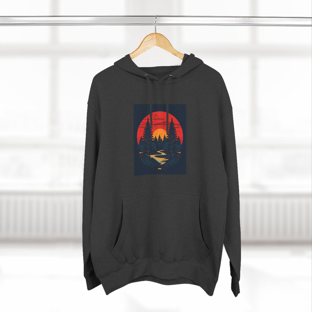 Cozy Nature Sunset Hoodie, Graphic Fleece Sweatshirt, Outdoor Apparel, Fall Fashion, Gift for Nature Lovers, Winter Wear