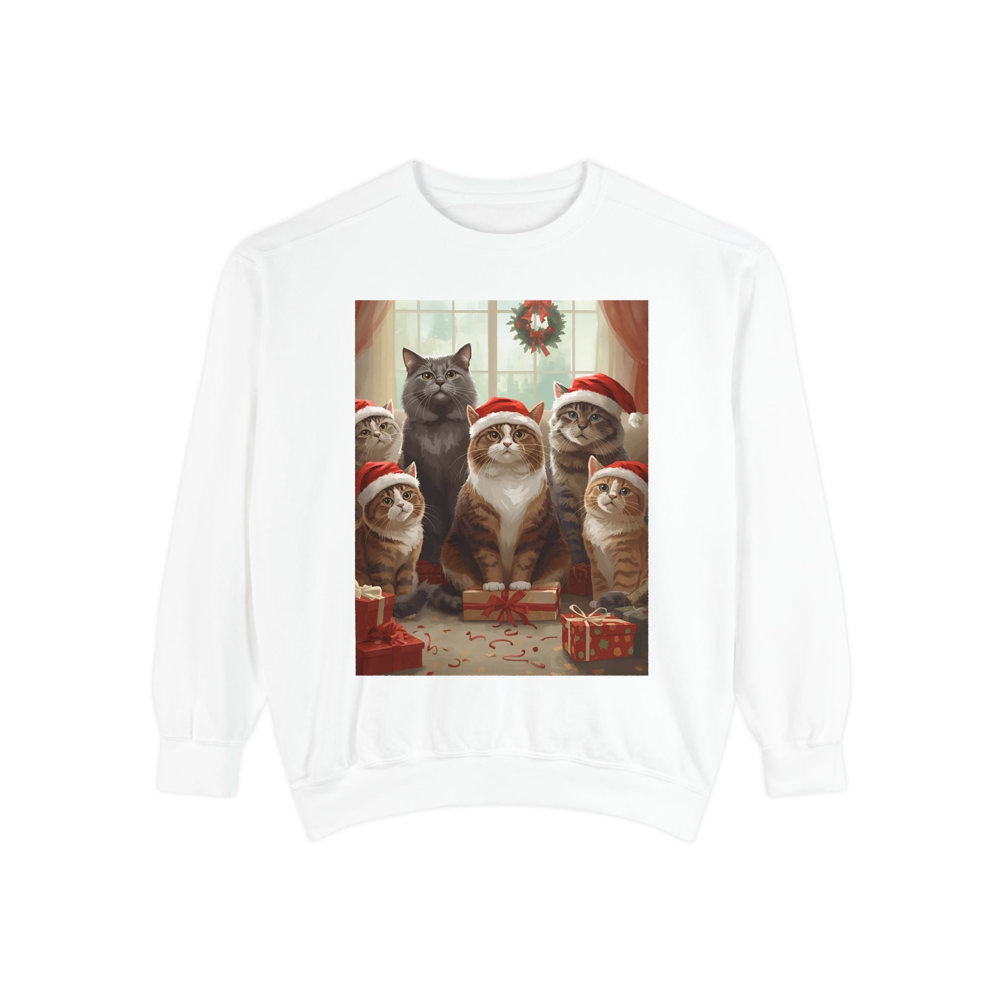 Cozy Holiday Cat Sweatshirt, Festive Sweatshirt for Cat Lovers, Christmas Gift for Pet Owners, Cute Cat Apparel, Winter Wardrobe Essential
