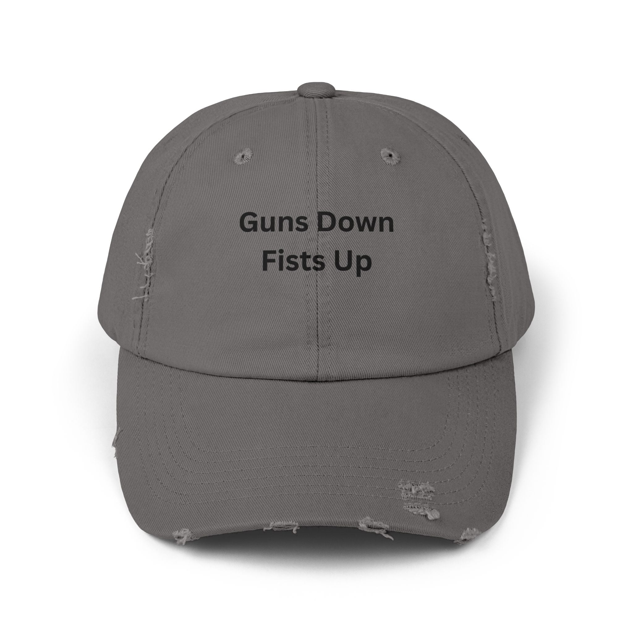 Guns Down Fists Up Unisex Distressed Cap, Casual Hat, Inspirational Headwear, Gift for Friends, Summer Accessories, Everyday Fashion
