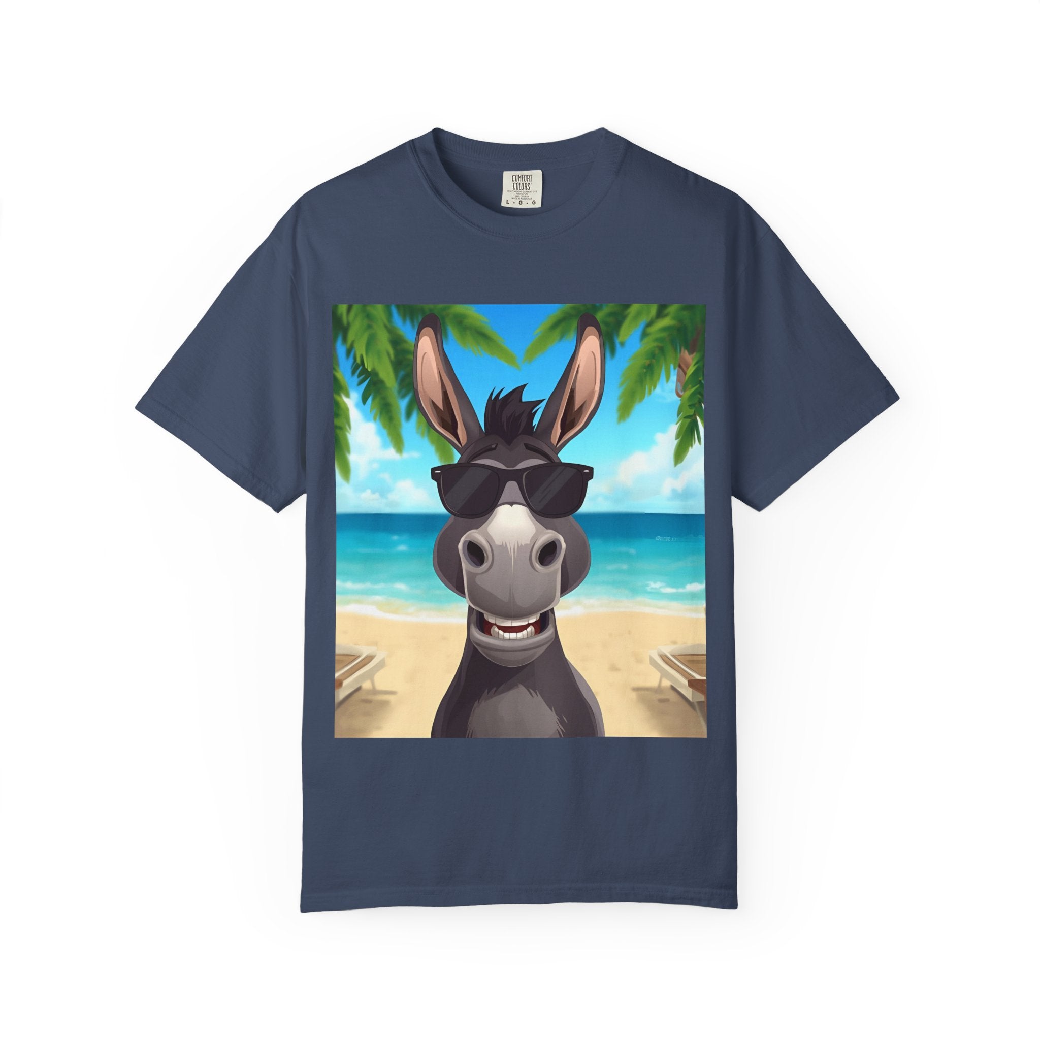 Chill Donkey Sunset T-Shirt, Unisex Summer Tee, Casual Beachwear, Gift for Animal Lovers, Fun Vacation Shirt