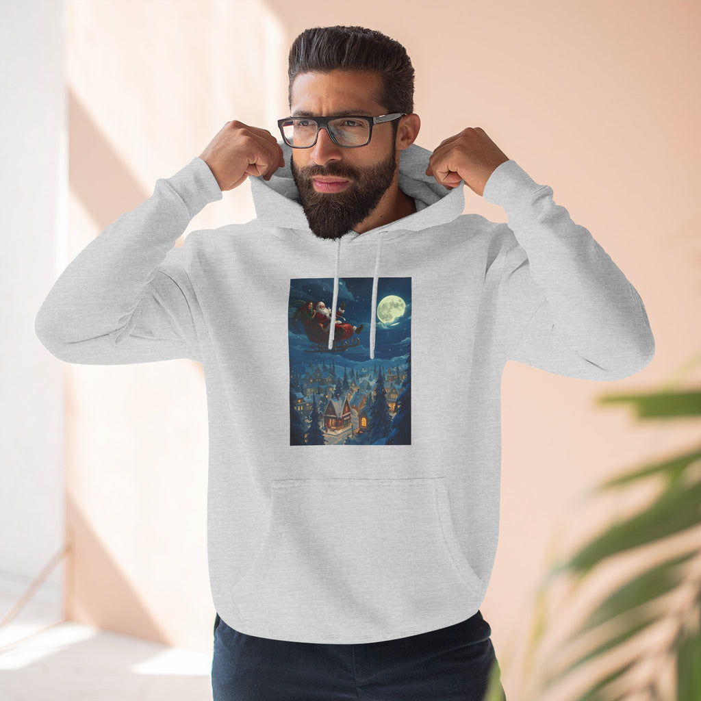 Christmas Santa Sleigh Three-Panel Fleece Hoodie