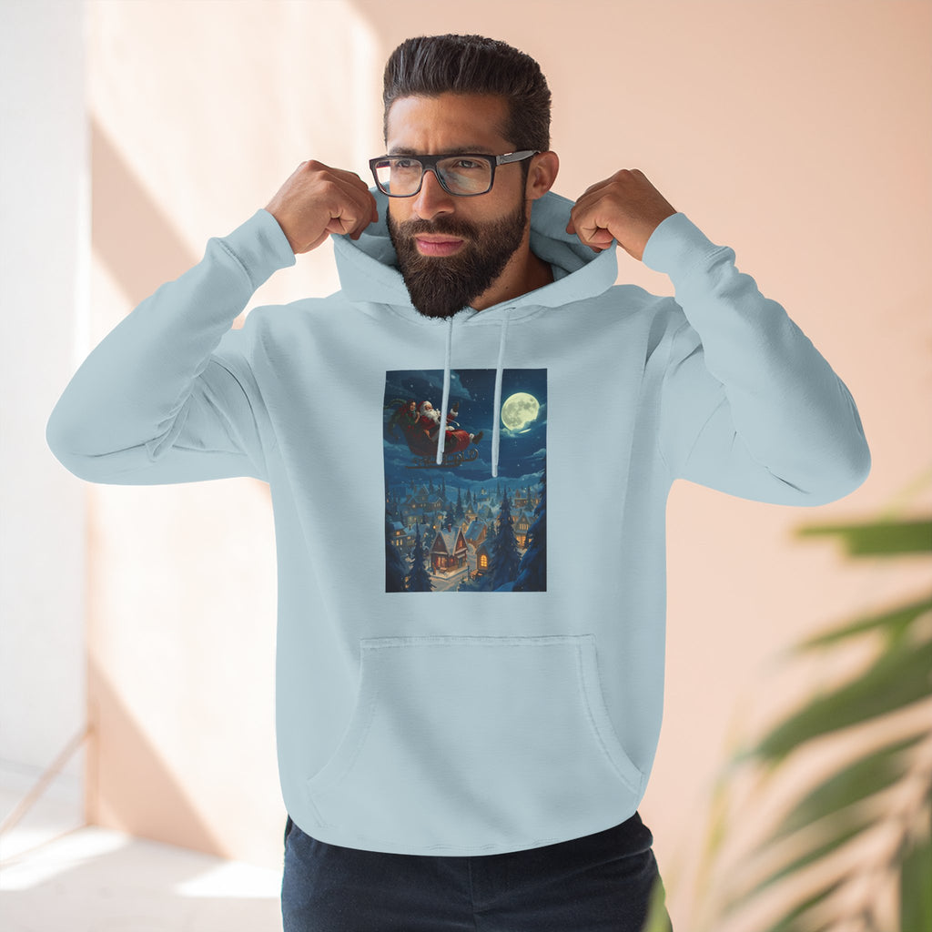 Christmas Santa Sleigh Three-Panel Fleece Hoodie