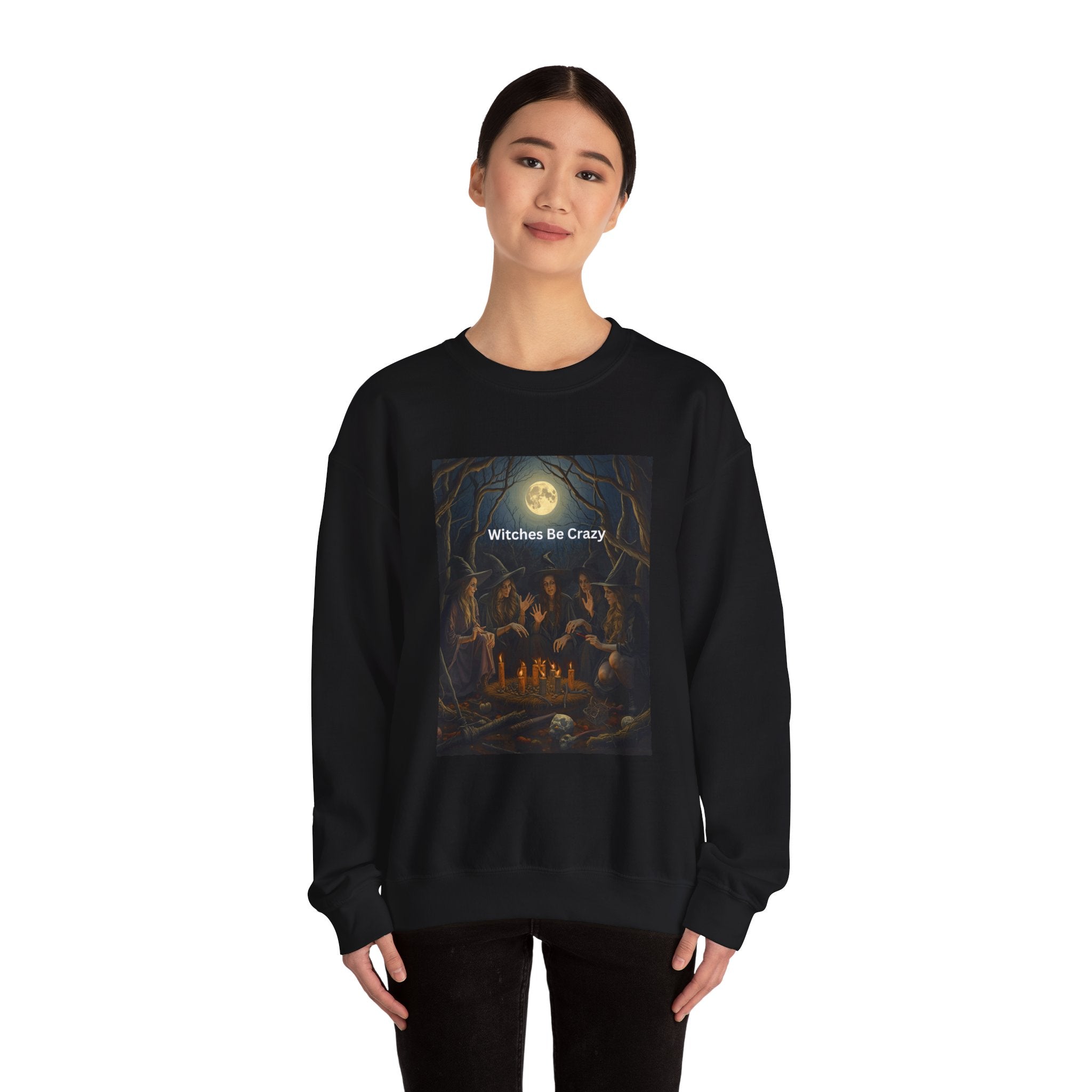 Spooky Halloween Witches Be Crazy Crewneck Sweatshirt, Cozy Halloween Apparel, Unisex Fall Fashion, Witchy Gifts, Casual Everyday Wear