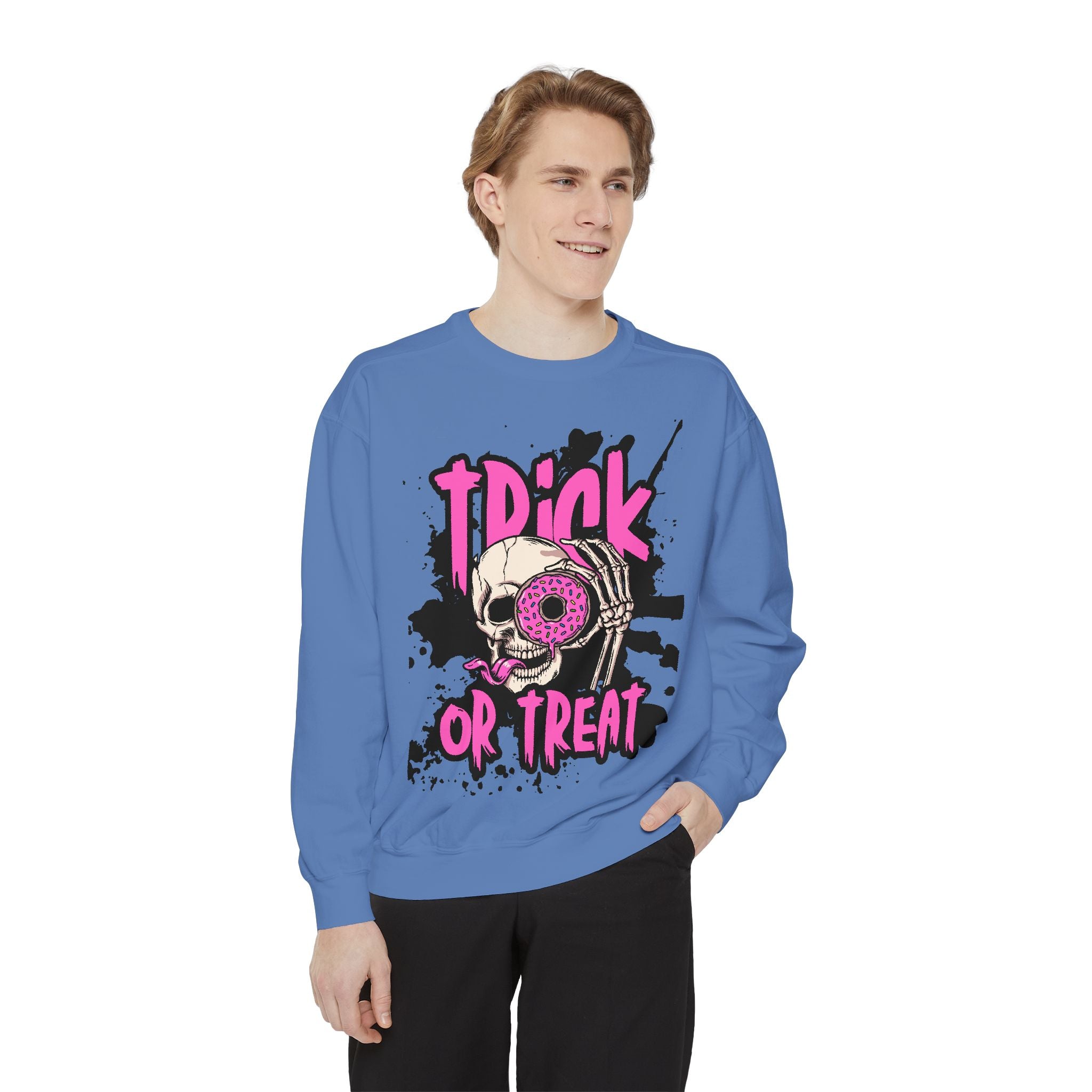 Trick or Treat Skull Unisex Garment-Dyed Sweatshirt