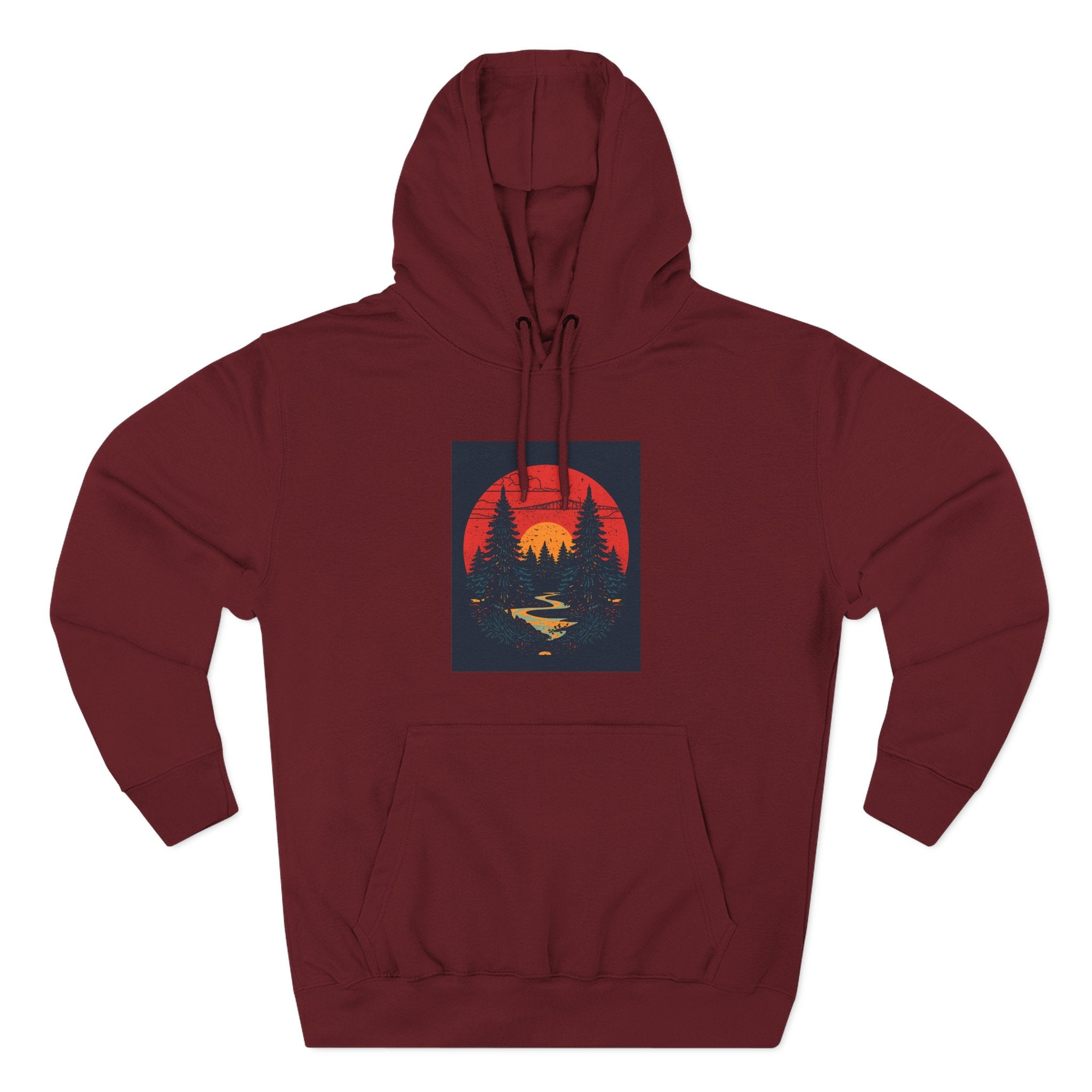 Cozy Nature Sunset Hoodie, Graphic Fleece Sweatshirt, Outdoor Apparel, Fall Fashion, Gift for Nature Lovers, Winter Wear