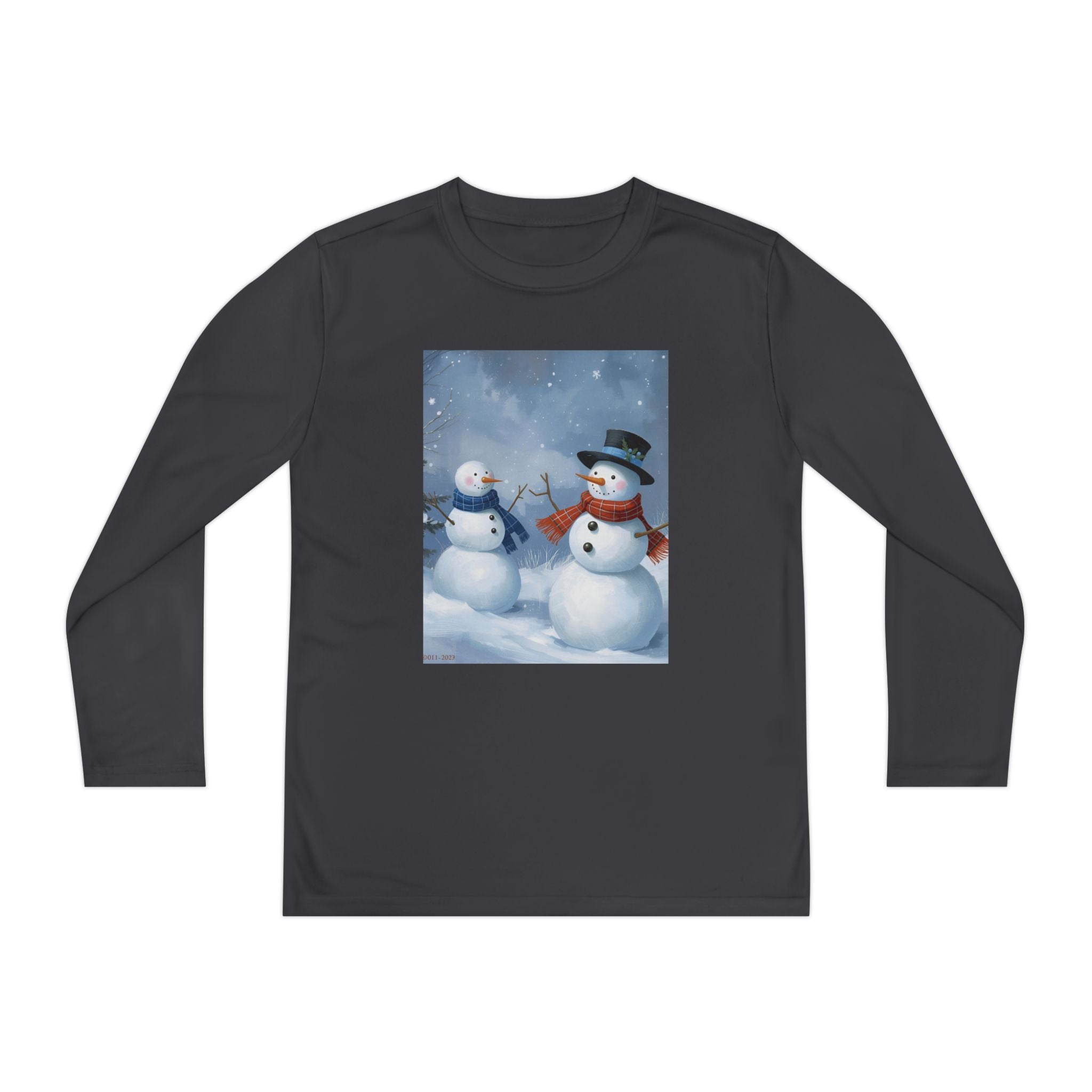 Christmas Snowman Family Youth Long Sleeve Competitor Tee