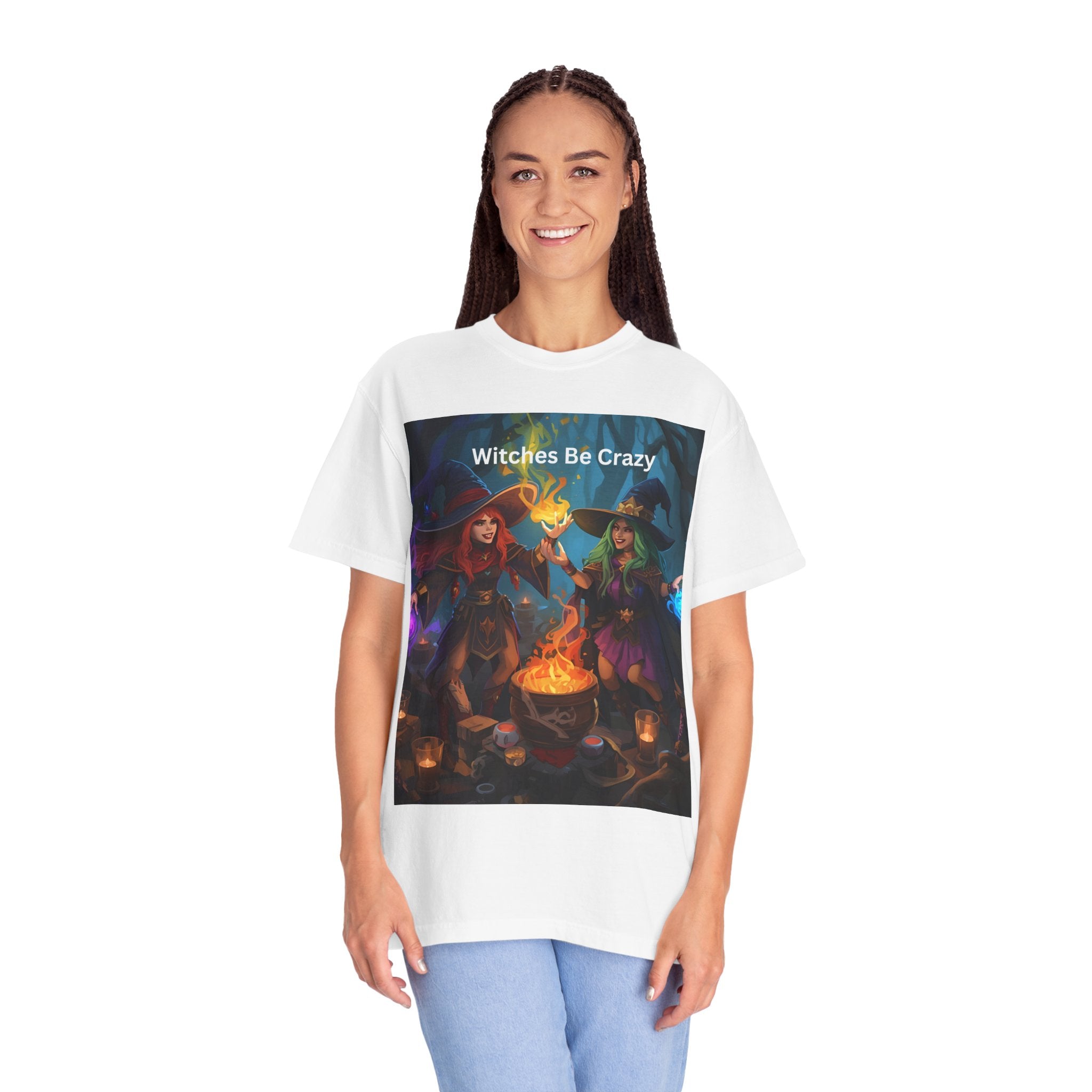 Spooky Halloween Witches Be Crazy T-Shirt | Unisex Garment-Dyed Tee for Halloween, Witchy Vibes, Spooky Season, Gift for Witch Lovers, Everyday Wear