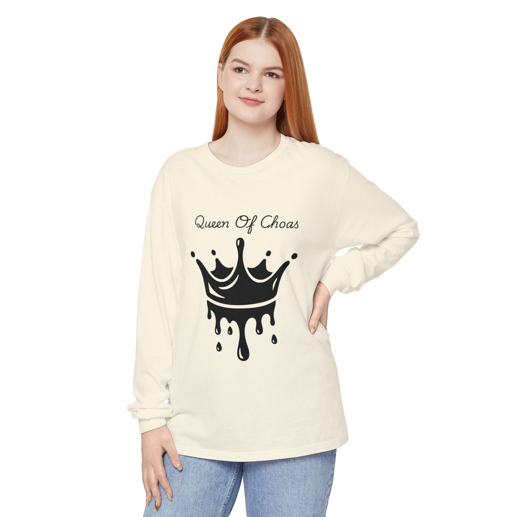 Queen of Chaos Long Sleeve T-Shirt - Stylish Unisex Apparel for Creative Souls, Casual Wear, Gift for Her, Birthday, Everyday Style