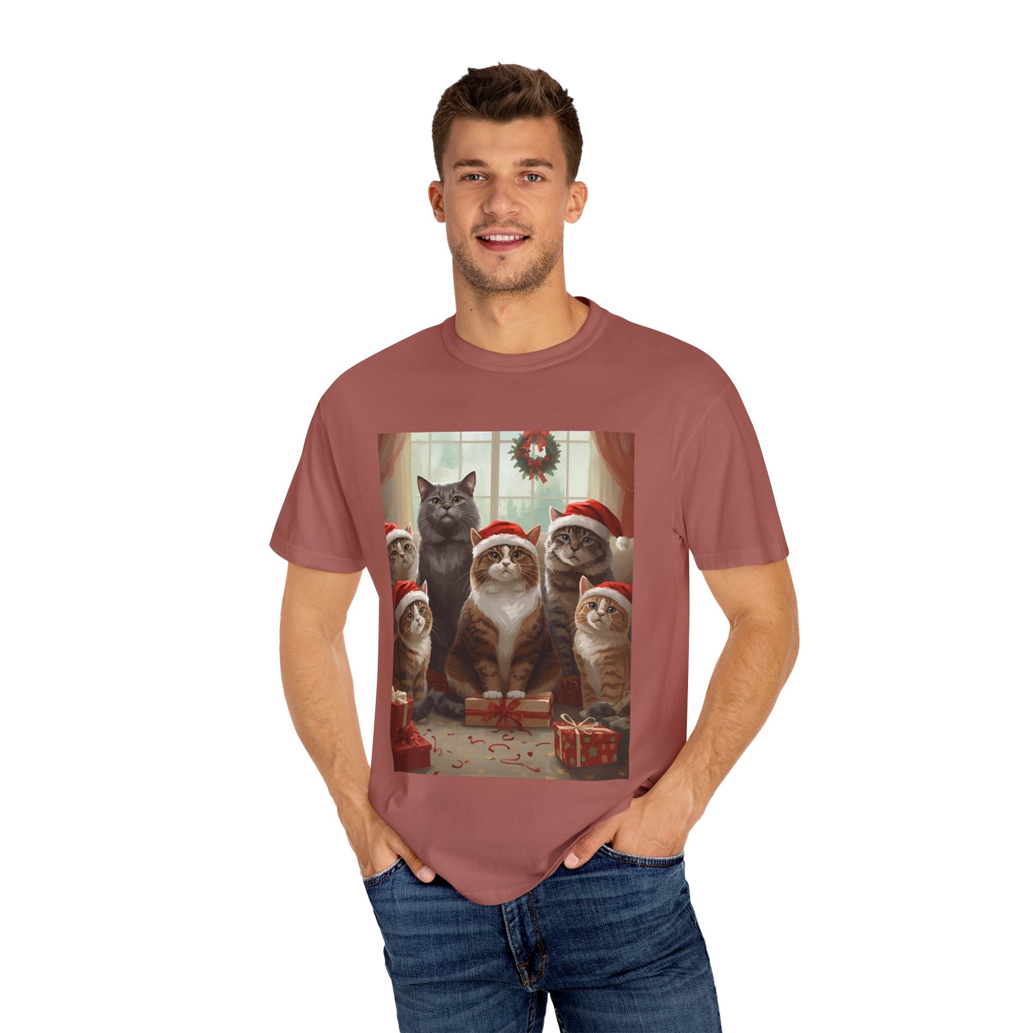 Cute Festive Christmas Holiday Cat T-Shirt, Christmas Gift, Cute Cat Shirt, Unisex Tee, Pet Lover Gift, Cozy Winter Style