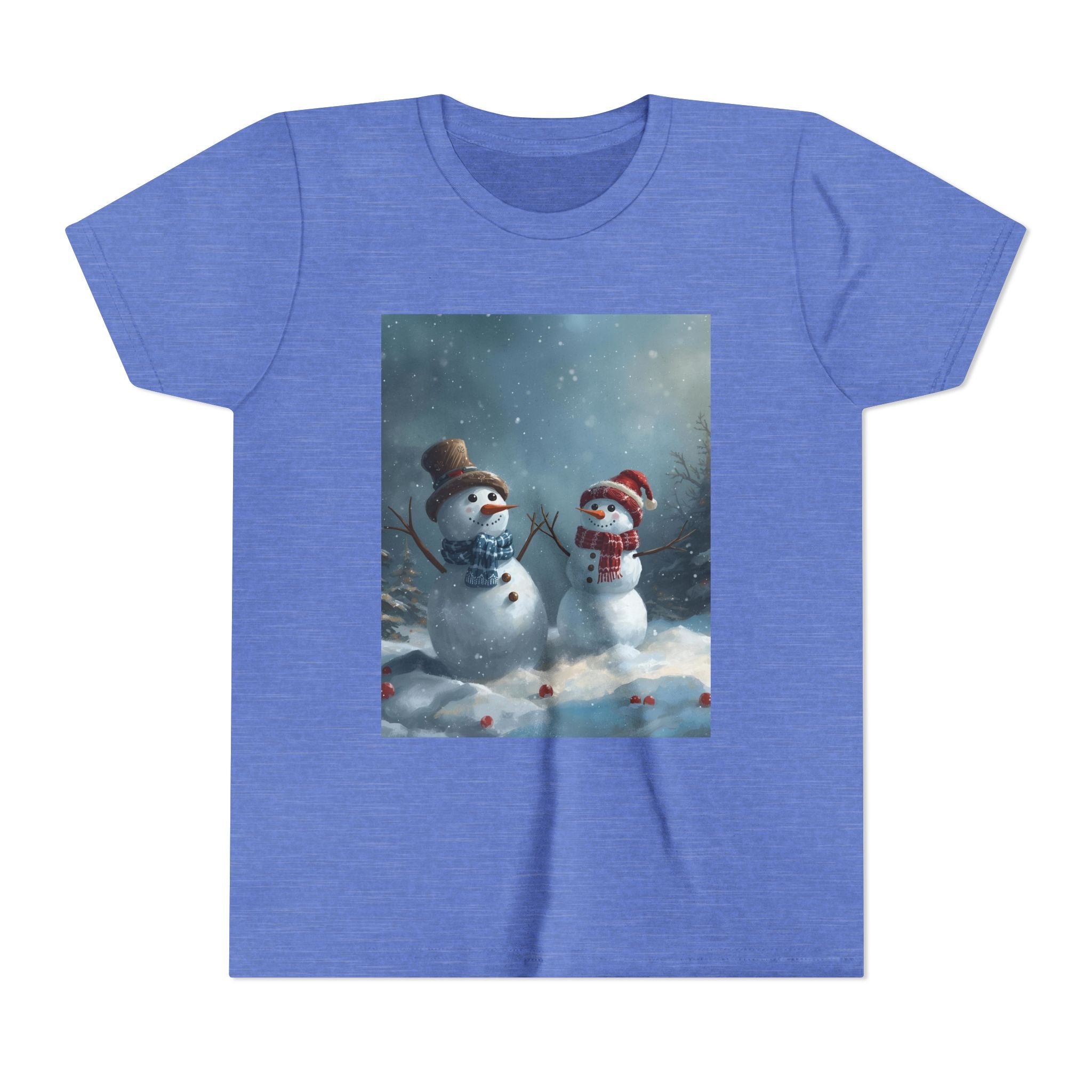 Youth Christmas Snowman Tee, Winter T-Shirt, Christmas Gift, Holiday Apparel, Kids Winter Wear, Cute Snowman Design