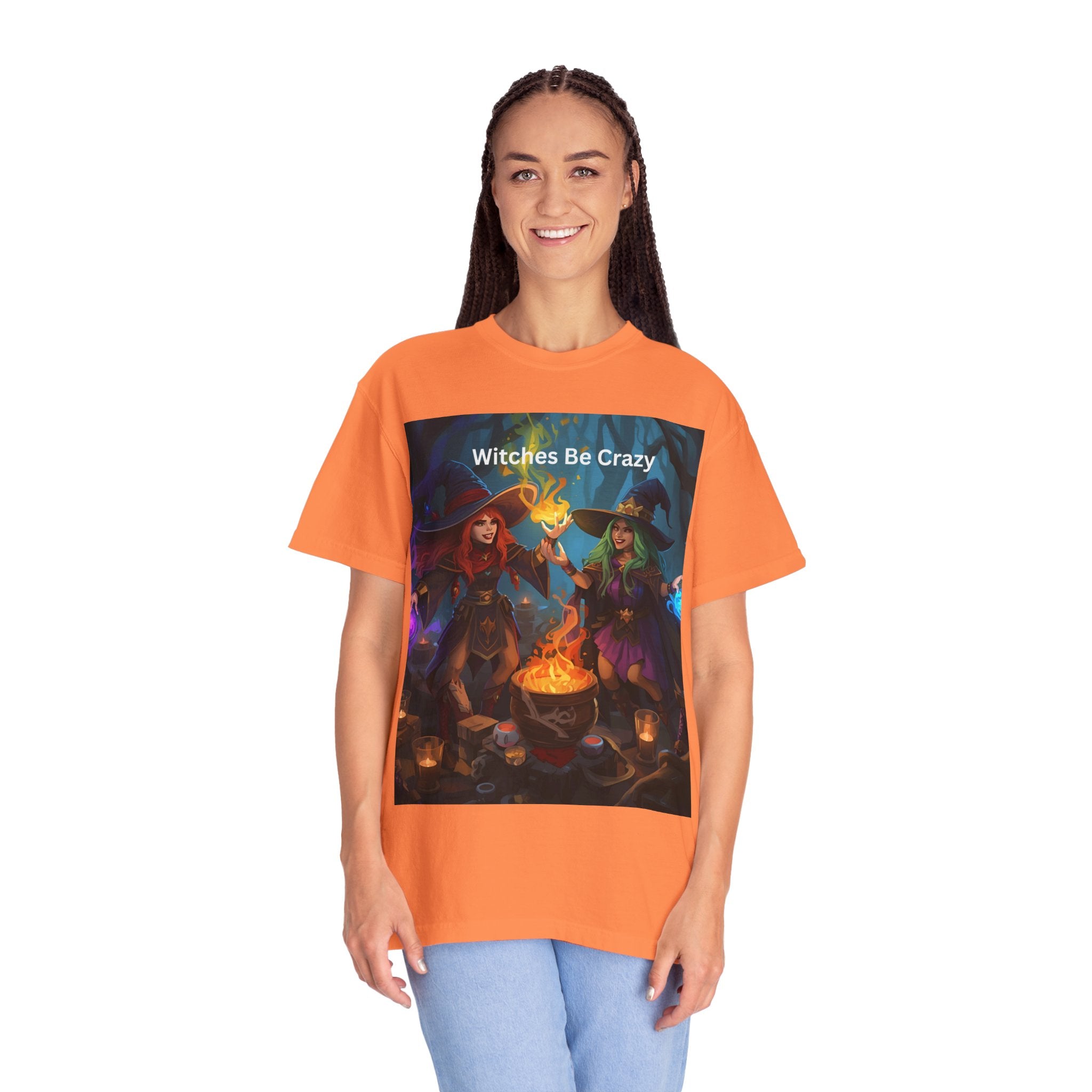 Spooky Halloween Witches Be Crazy T-Shirt, Unisex Garment-Dyed Tee for Halloween, Witch Lovers, Magical Gifts, Spooky Vibes, Casual Wear