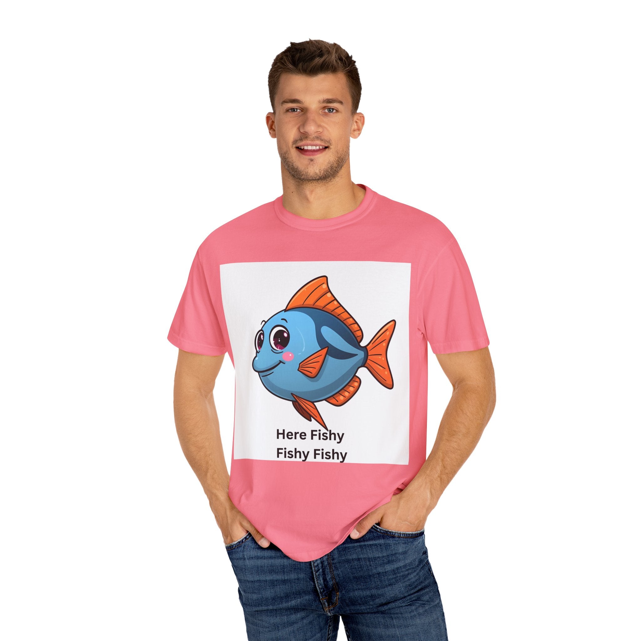 Here Fishy Fishy Fishy Unisex Garment-Dyed T-shirt