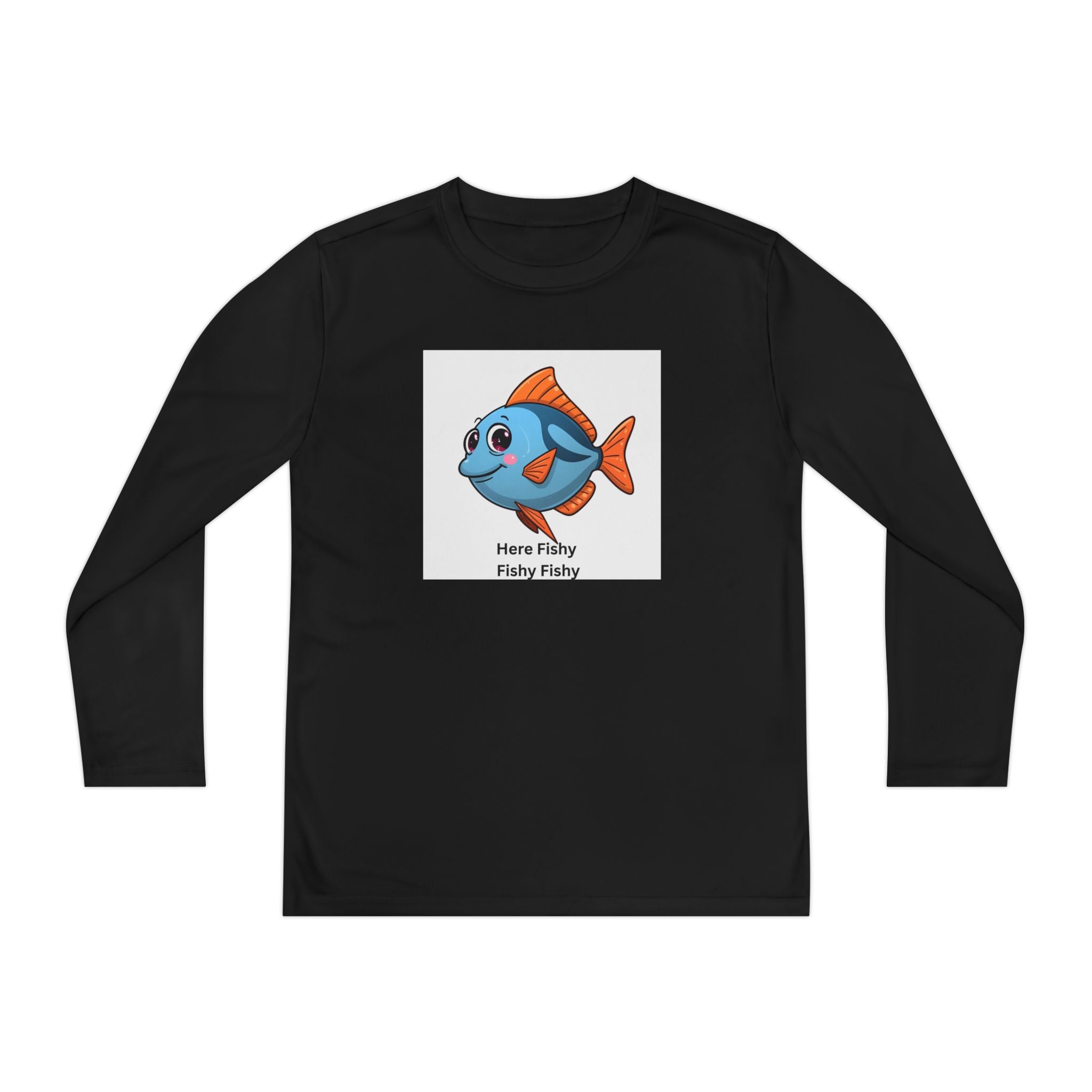 Here Fishy Fishy Fishy Youth Long Sleeve Competitor Tee