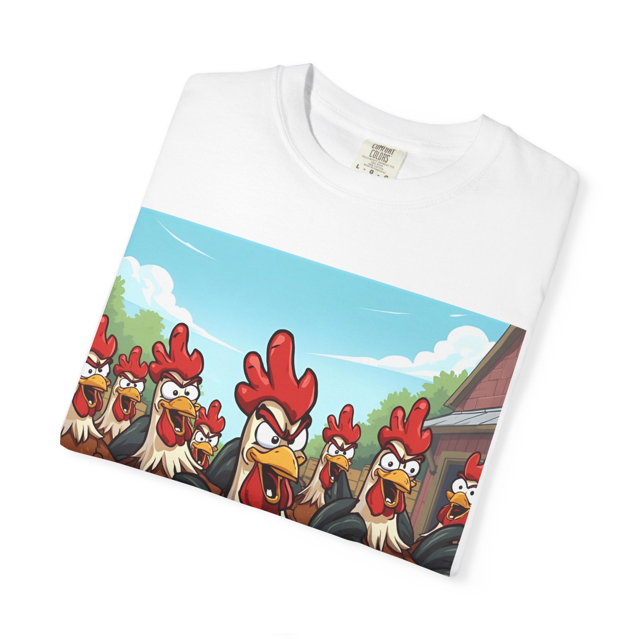 Funny Chicken Graphic Tee, Animated Rooster Shirt, Quirky Farm Animal Apparel, Gift for Chicken Lovers, Casual Wear for All