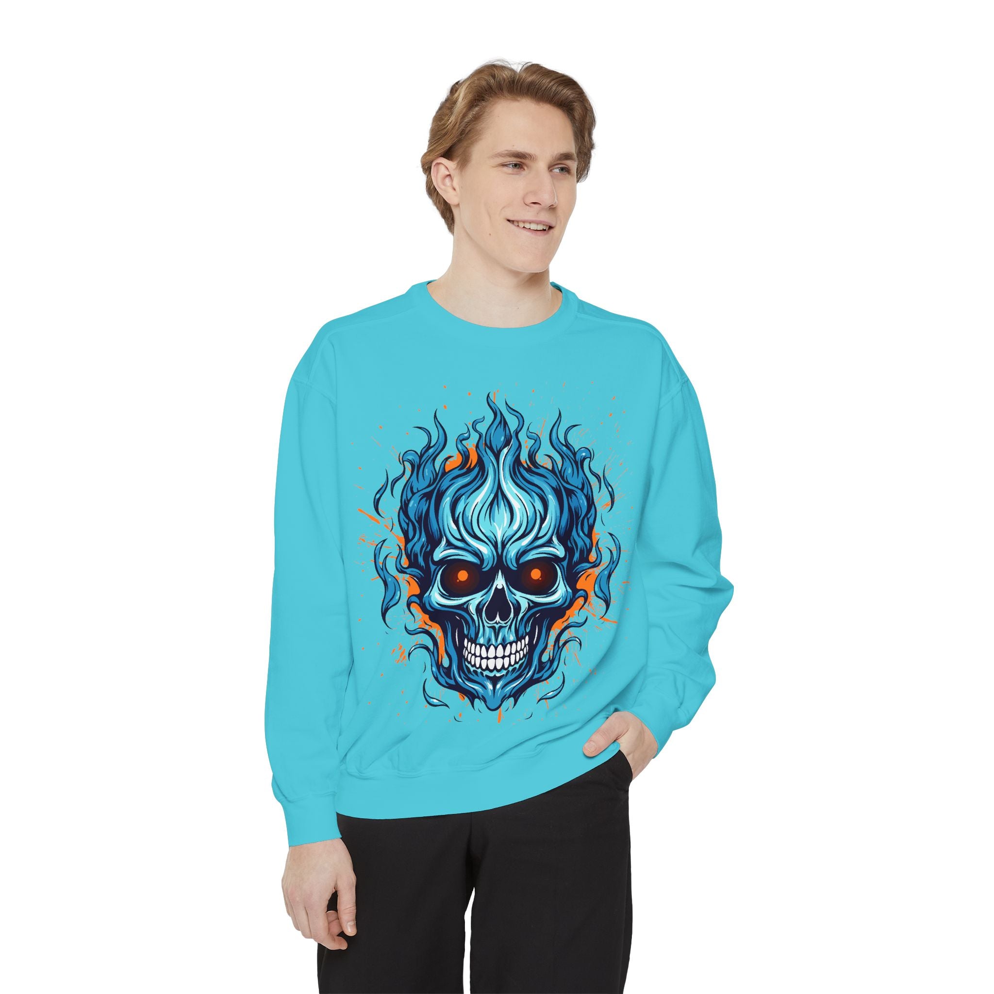 Blue Skull Unisex Garment-Dyed Sweatshirt