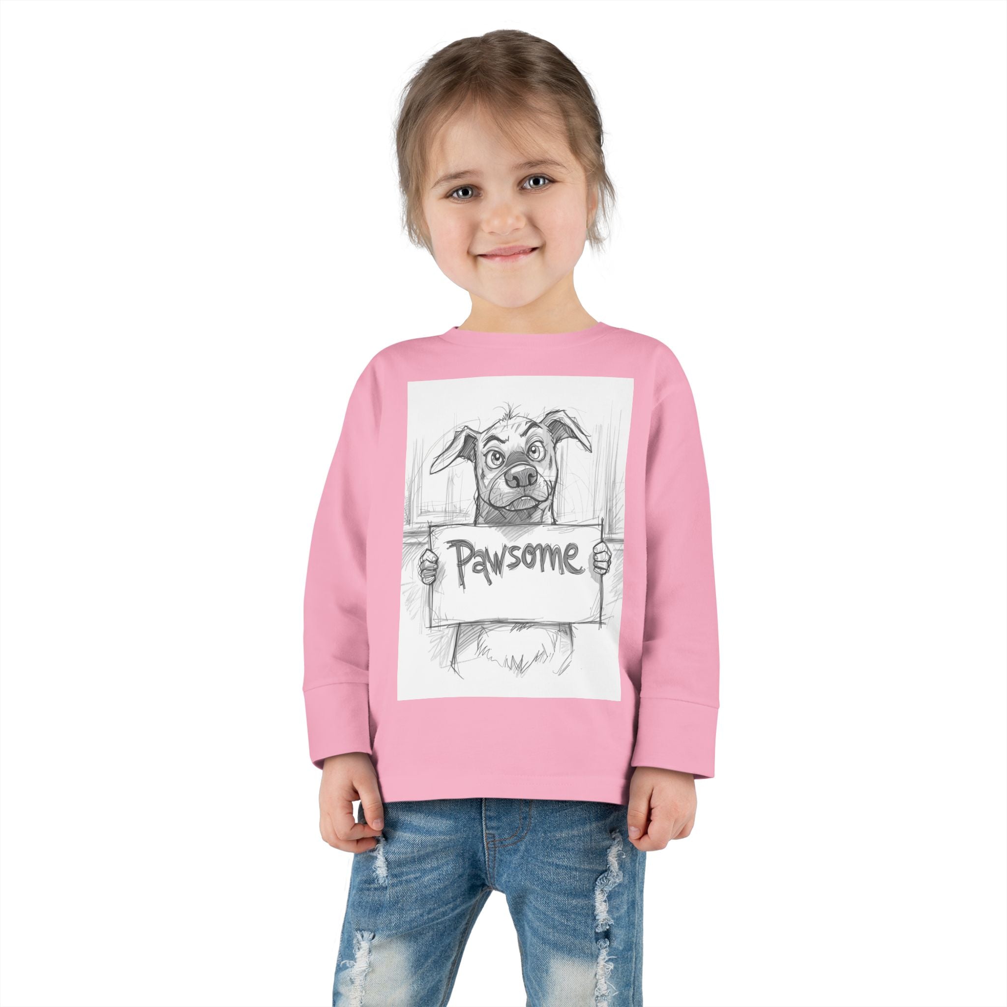 Pawsome Toddler Long Sleeve Tee, Cute Dog Shirt, Pet Lovers Gift, Kids Apparel, Funny Animal Tee, Birthday Gift