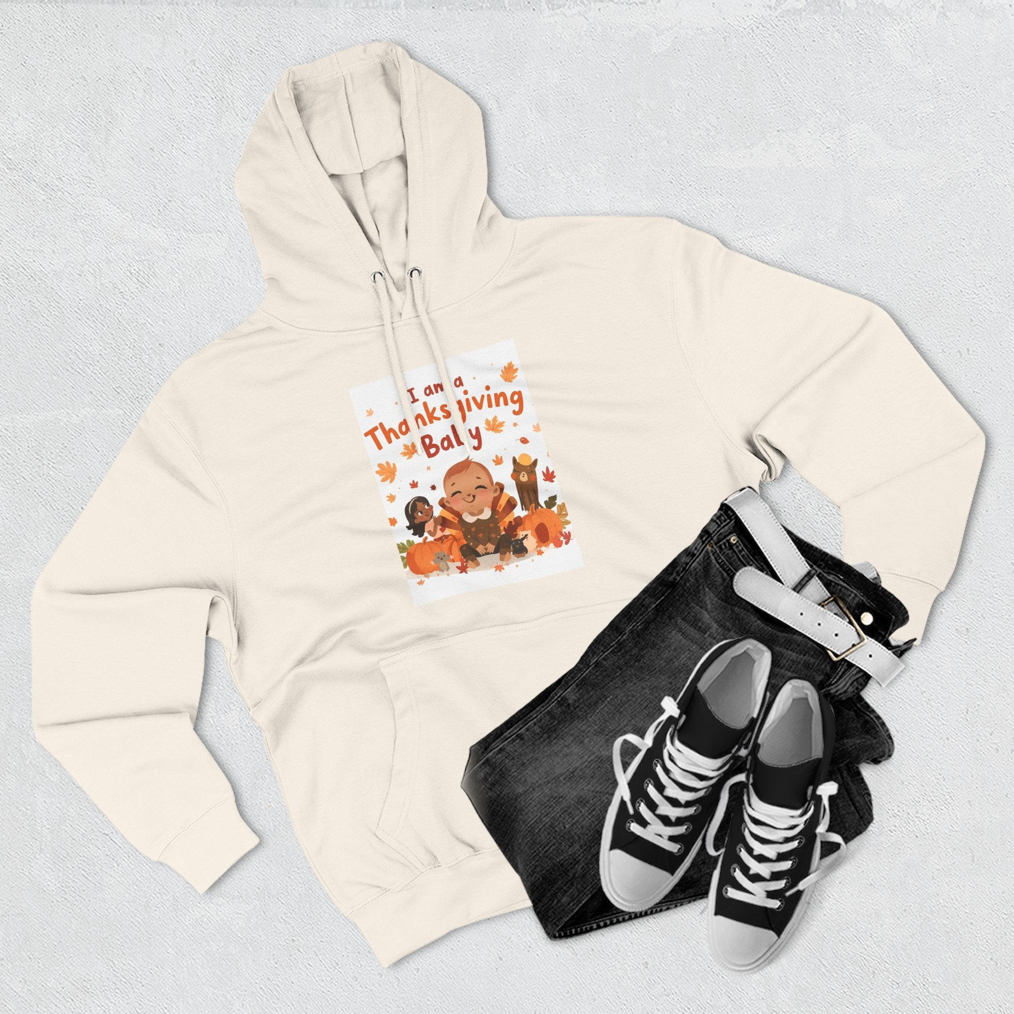 I Am A Thanksgiving Baby Three-Panel Fleece Hoodie