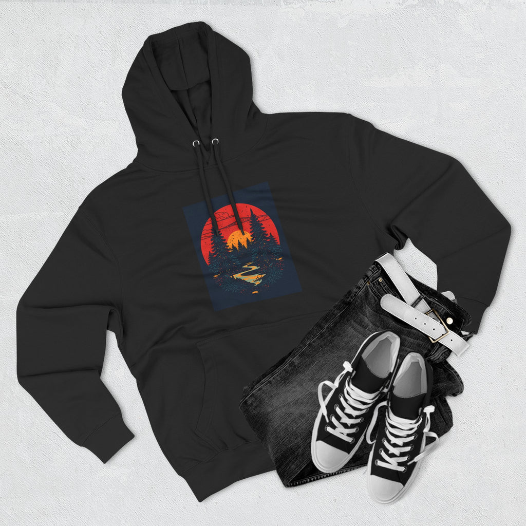Cozy Nature Sunset Hoodie, Graphic Fleece Sweatshirt, Outdoor Apparel, Fall Fashion, Gift for Nature Lovers, Winter Wear