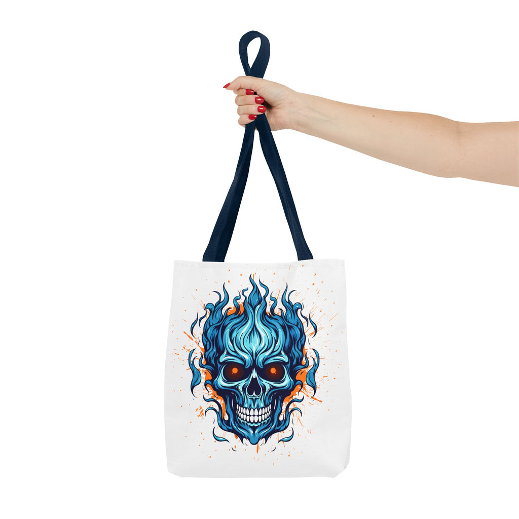 Skull Flame Tote Bag: Edgy Canvas Bag for Cosplay, Festivals, Shopping, Halloween, and Gift Purposes