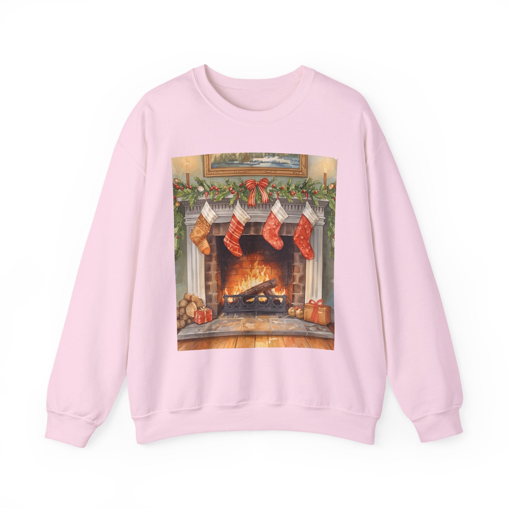 Christmas Stocking Fireplace Unisex Heavy Blend™ Crewneck Sweatshirt