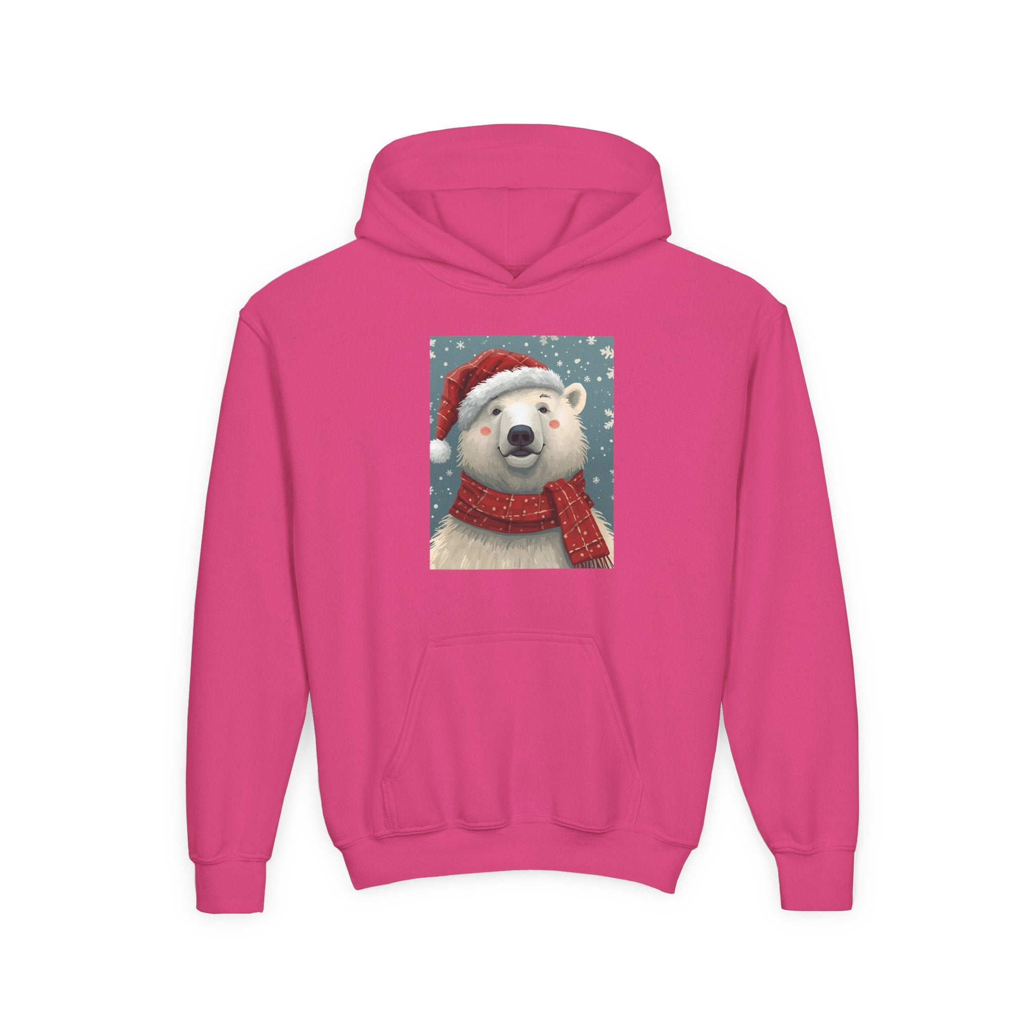 Cozy Polar Bear Christmas Hoodie, Holiday Sweatshirt for Kids, Winter Wear, Gift Idea, Cute Kids Hooded Sweatshirt