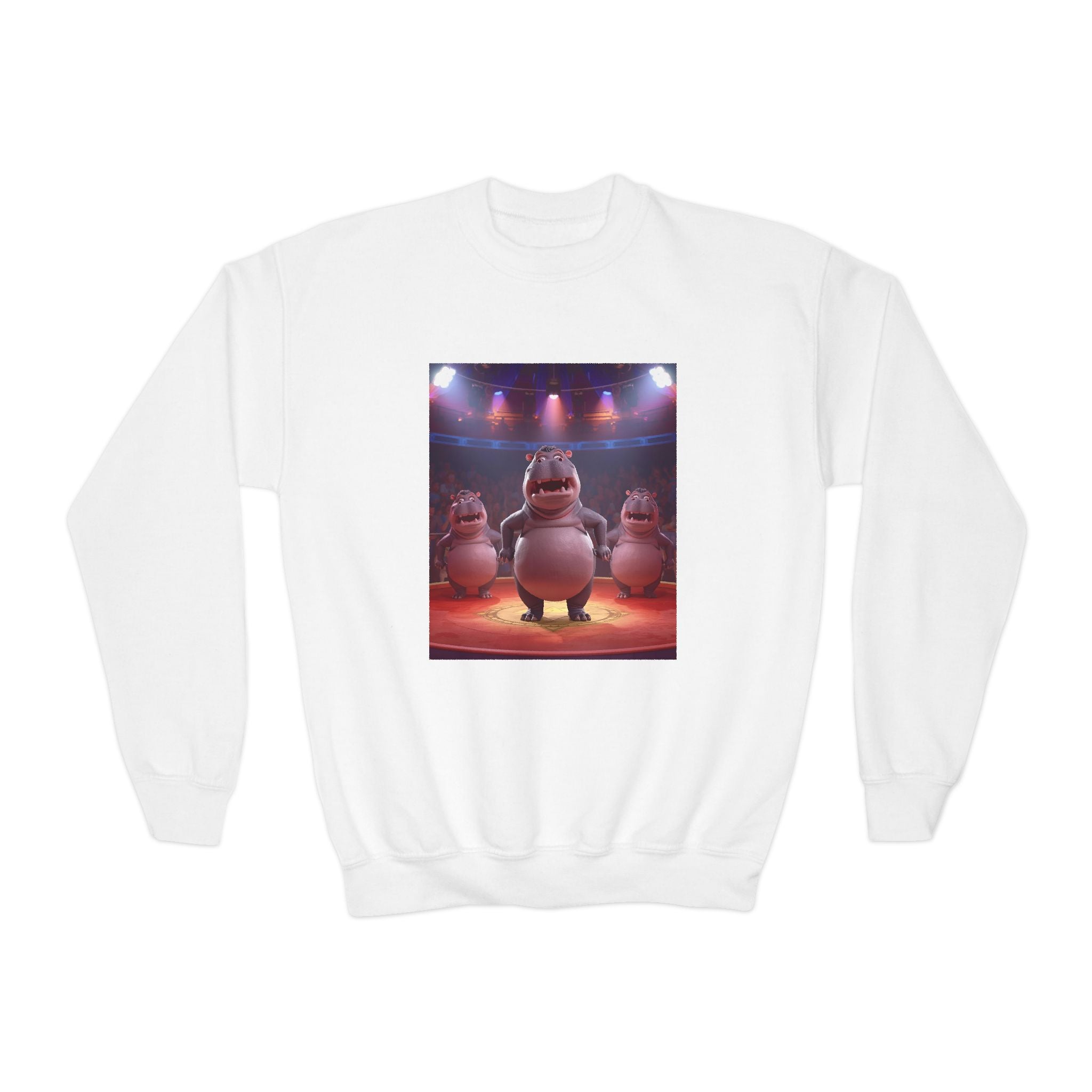 Hippo Funny Youth Crewneck Sweatshirt
