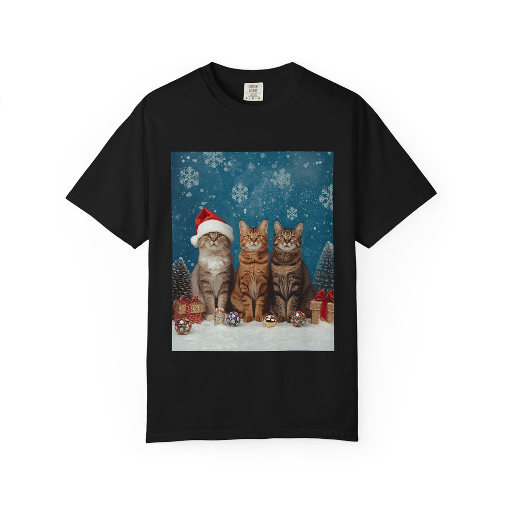 Cute Christmas Festive Cat Christmas T-Shirt, Holiday Shirt, Gift for Cat Lovers, Winter Apparel, Unisex Tee