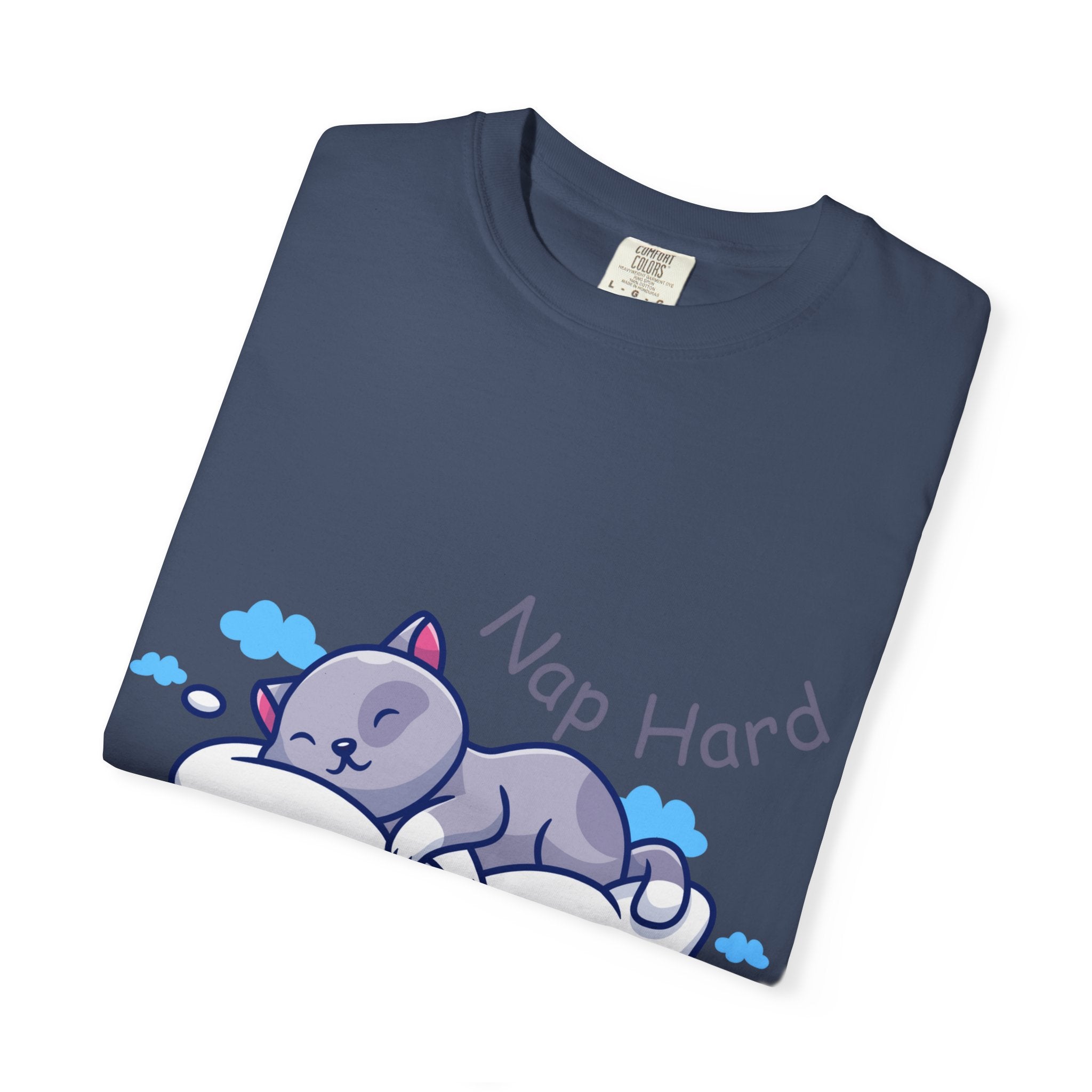 Cat Nap Graphic T-shirt, Cute Cat Tee, Relaxed Fit Apparel, Gift for Cat Lovers, Cozy Lounge Wear, Funny Pet Humor Top