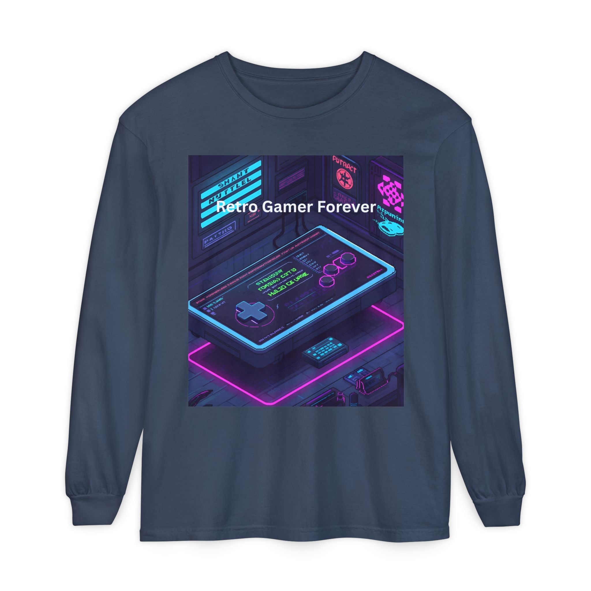 Retro Game Controller Unisex Garment-dyed Long Sleeve T-Shirt