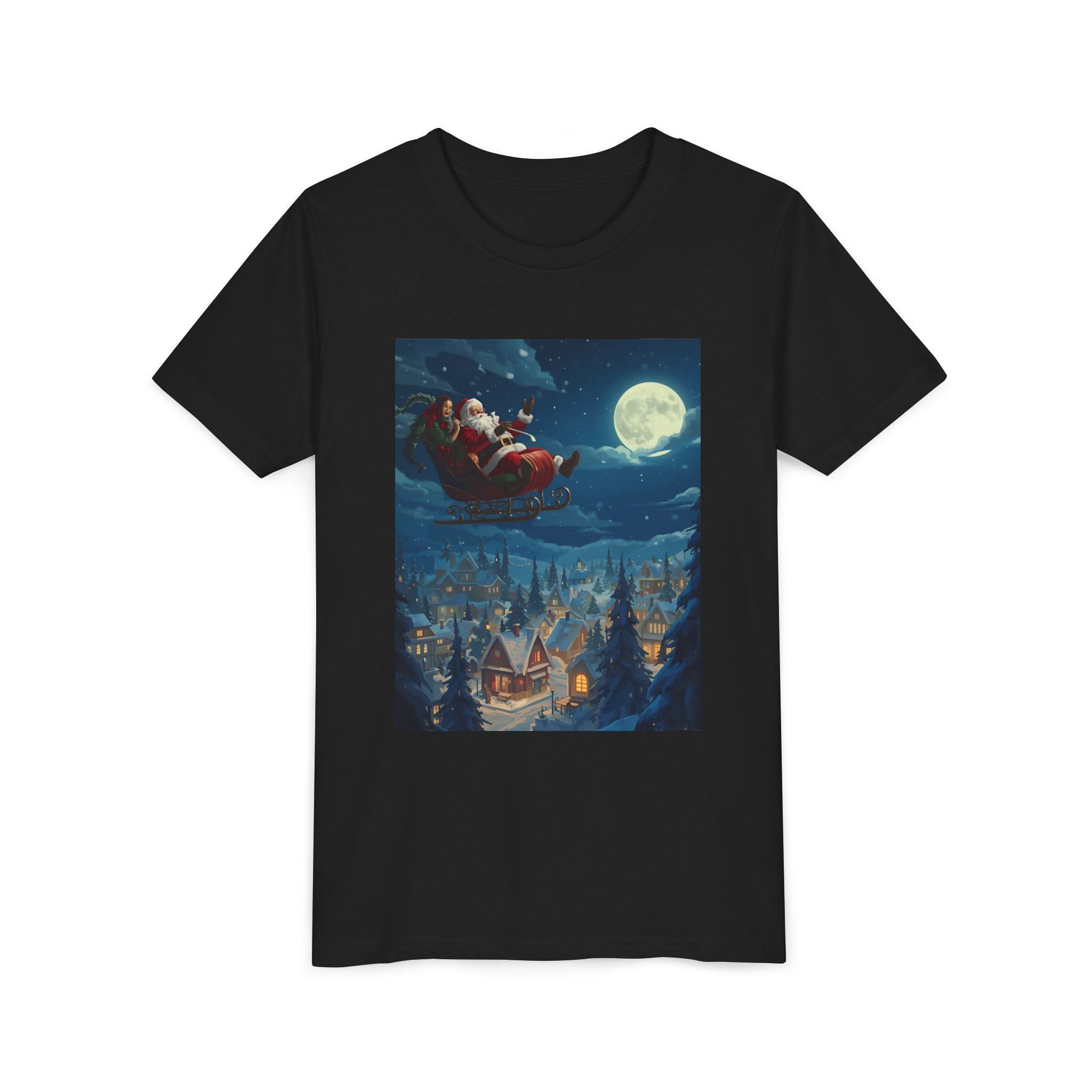 Christmas Santa Sleigh Youth Short Sleeve Tee