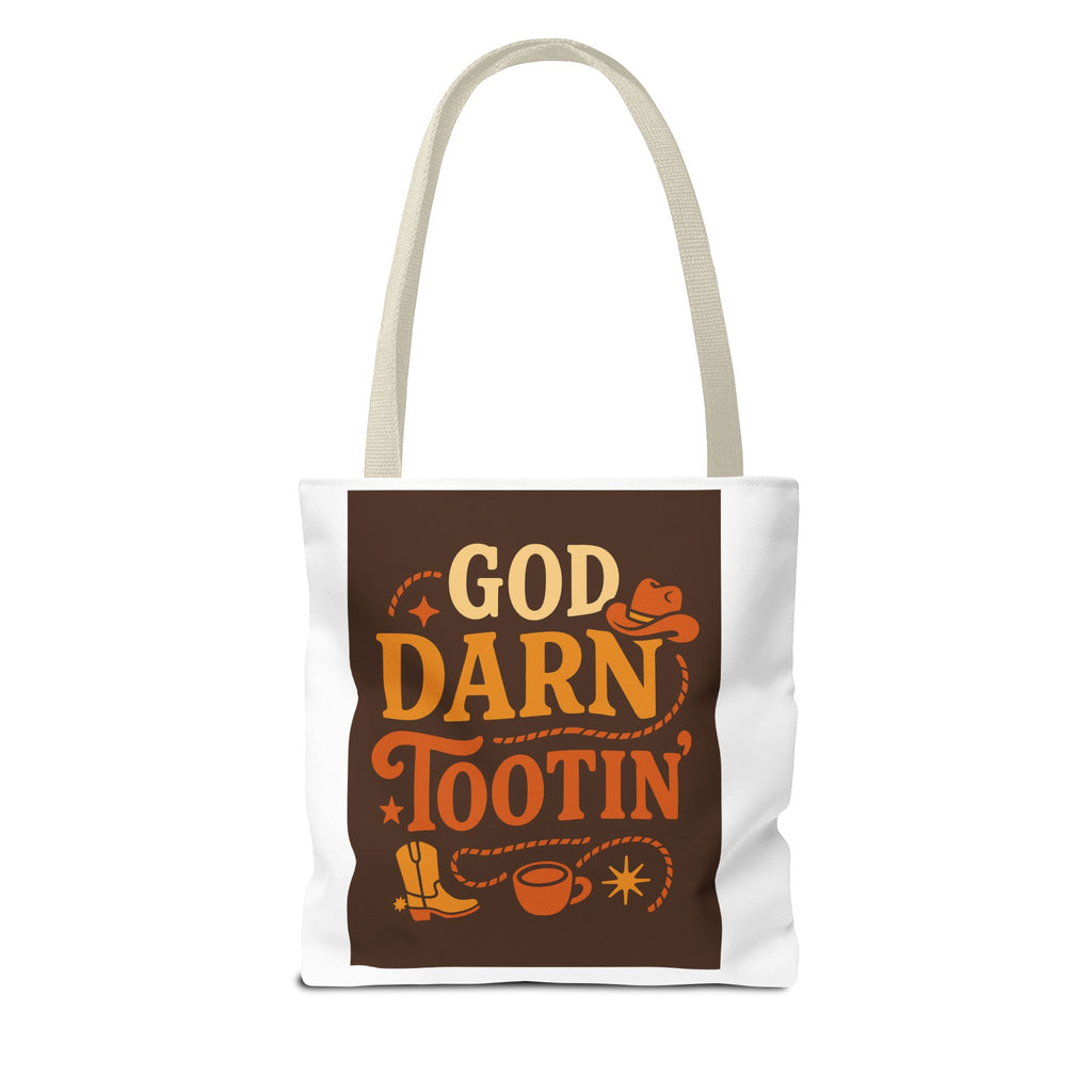 Western-Themed Tote Bag with 'God Darn Tootin' Design, Cowgirl Tote, Funny Grocery Bag, Cowboy Gift, Unique Beach Bag, Tote for Festivals