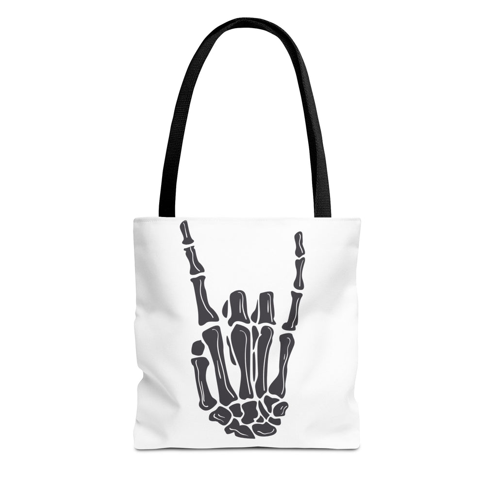Rock On Skeleton Tote Bag, Goth Tote, Halloween Accessory, Cute Gift for Teens, Festival Bag, Band Merchandise
