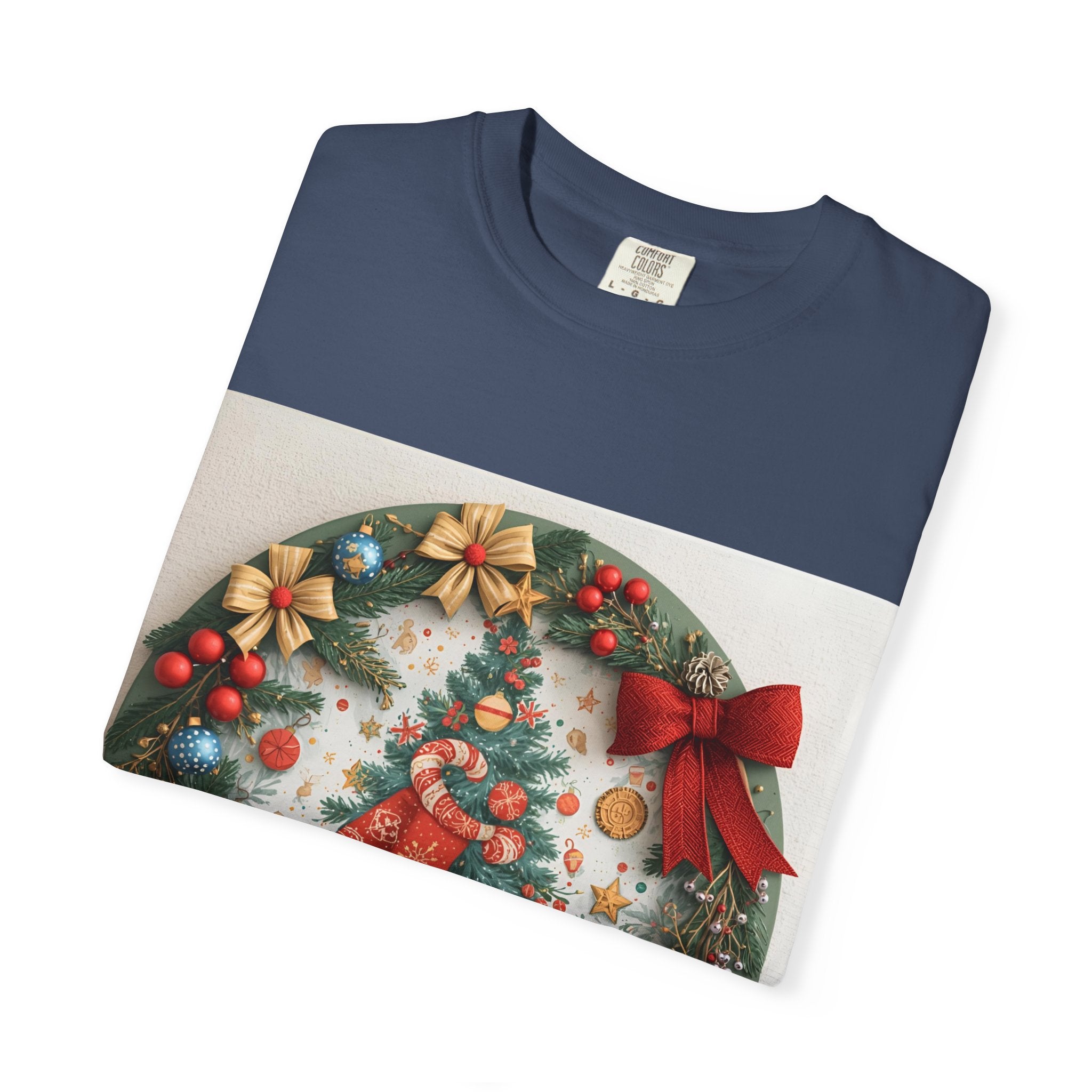 Christmas Wreath Festive Holiday T-Shirt, Christmas Tee, Seasonal Wear, Gift for Him/Her, Cute Xmas Shirt, Unisex Holiday Apparel