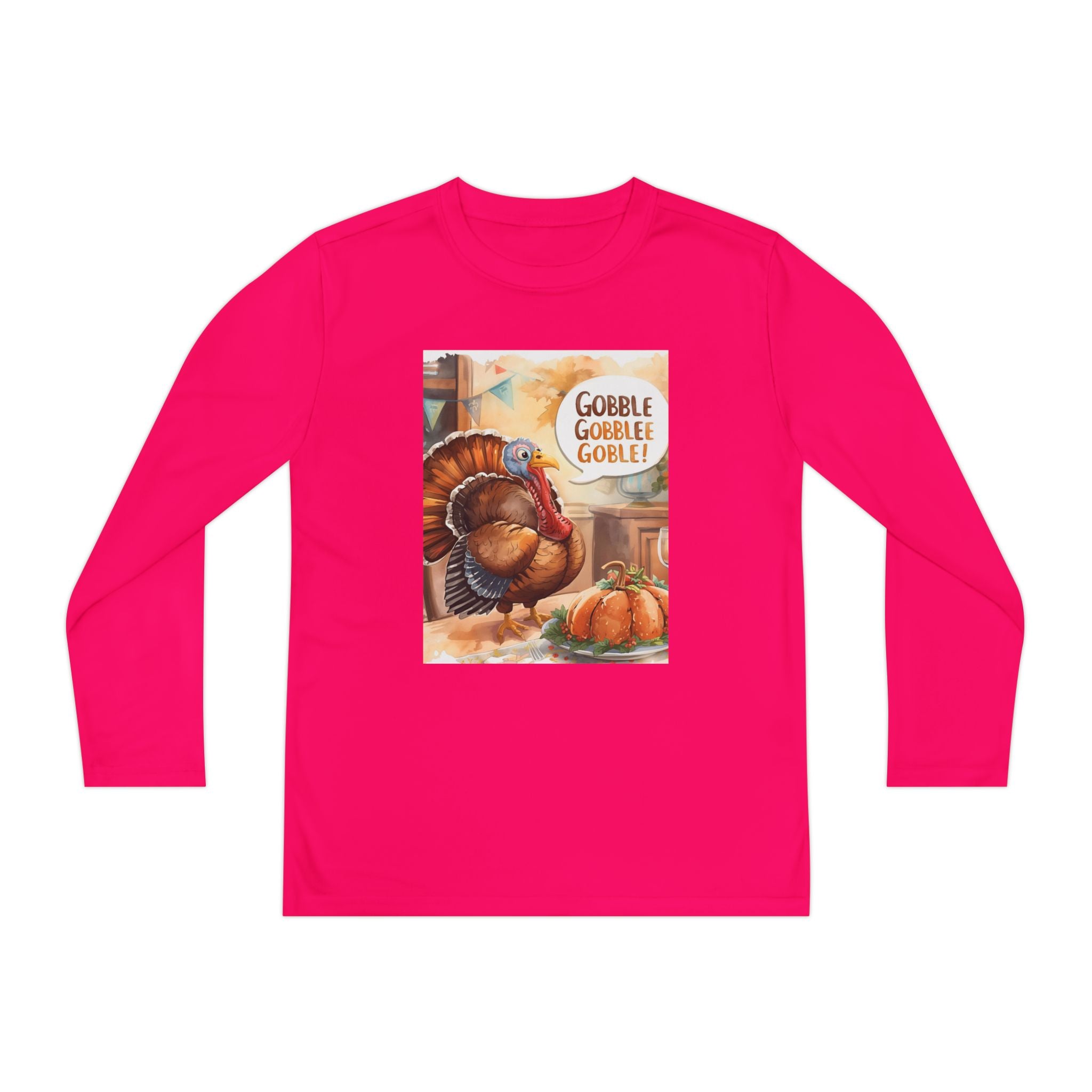 Thanksgiving Turkey Youth Long Sleeve Competitor Tee