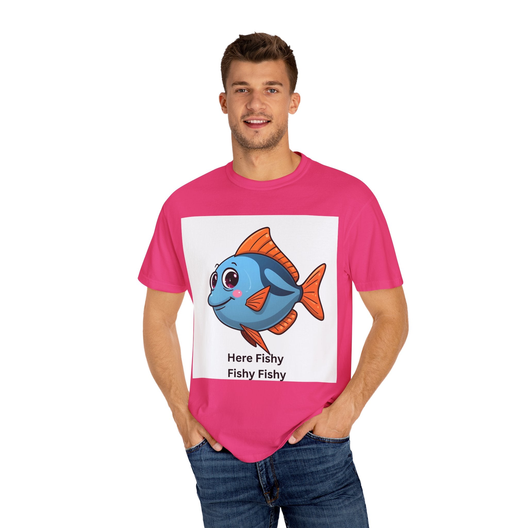 Here Fishy Fishy Fishy Unisex Garment-Dyed T-shirt