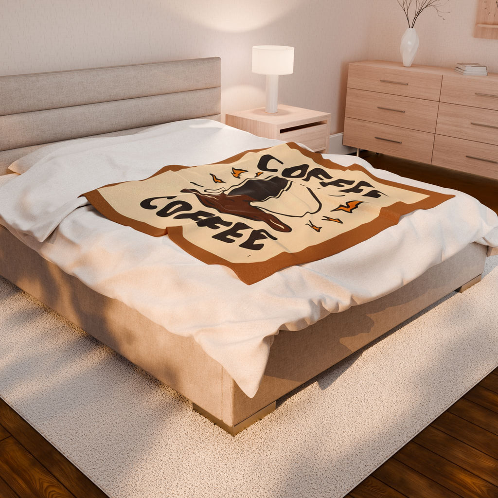 Coffee Coffee Velveteen Plush Blanket
