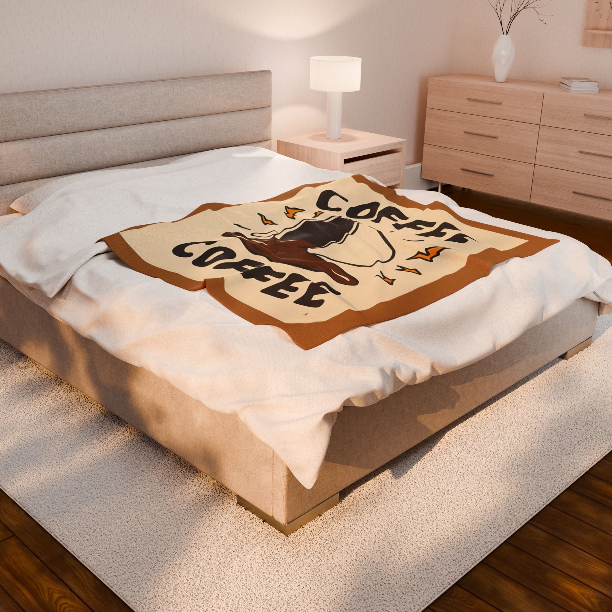 Coffee Coffee Velveteen Plush Blanket