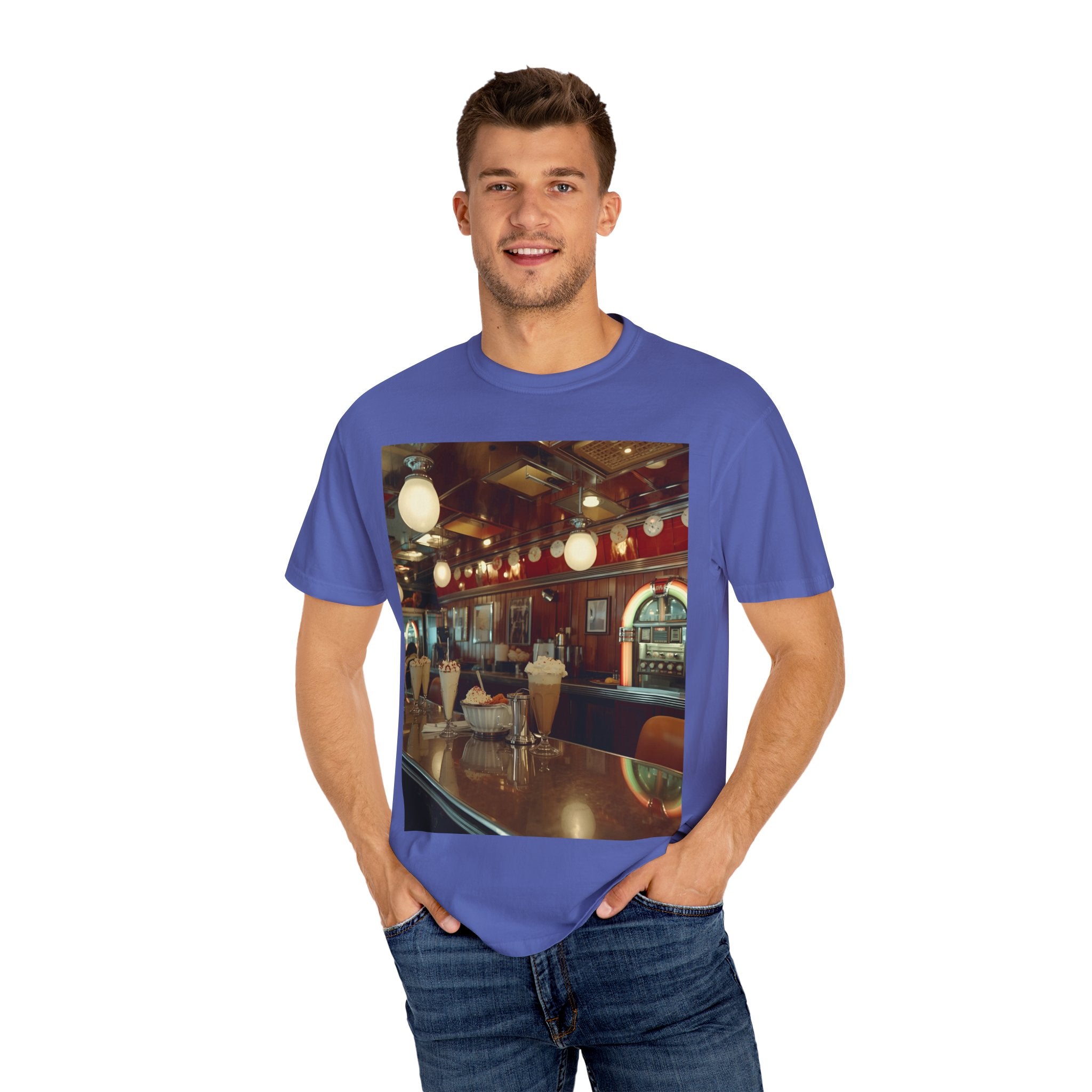 Cozy Cafe Vibe T-Shirt | Unisex Garment-Dyed Tee for Casual Outings, Vintage Style, Ice Cream Lovers, Retro Aesthetic, Everyday Wear