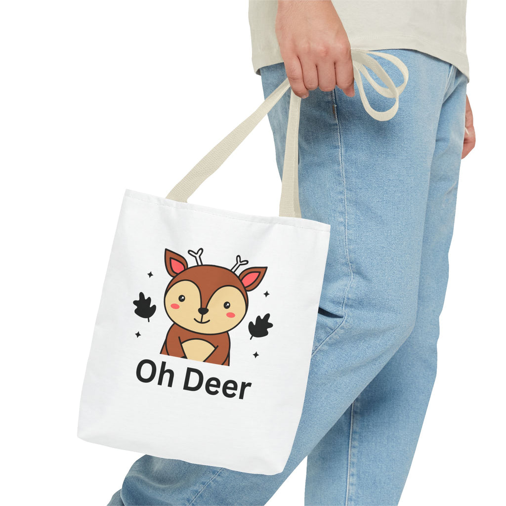 Oh Deer Cute Tote Bag - Forest Animal Lover Gift, Fun Shopper Bag, Eco-Friendly Tote, Animal Print Carryall, Unique Gift for Kids