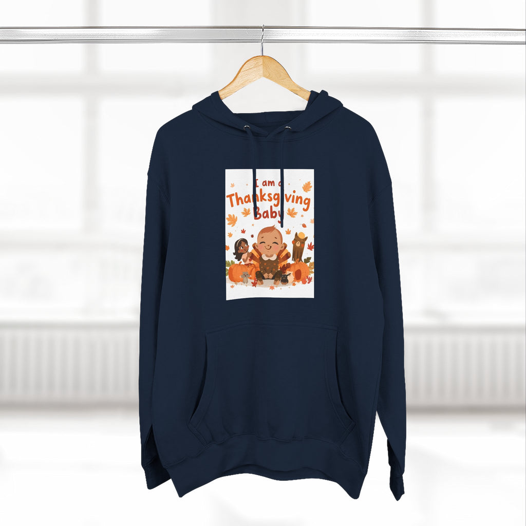 I Am A Thanksgiving Baby Three-Panel Fleece Hoodie
