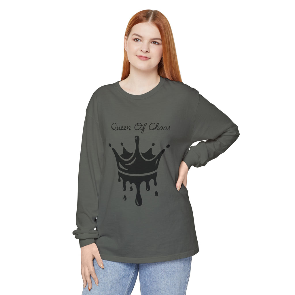 Queen of Chaos Long Sleeve T-Shirt - Stylish Unisex Apparel for Creative Souls, Casual Wear, Gift for Her, Birthday, Everyday Style
