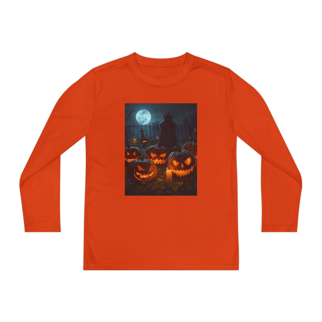 Spooky Halloween Pumpkin Youth Long Sleeve Competitor Tee